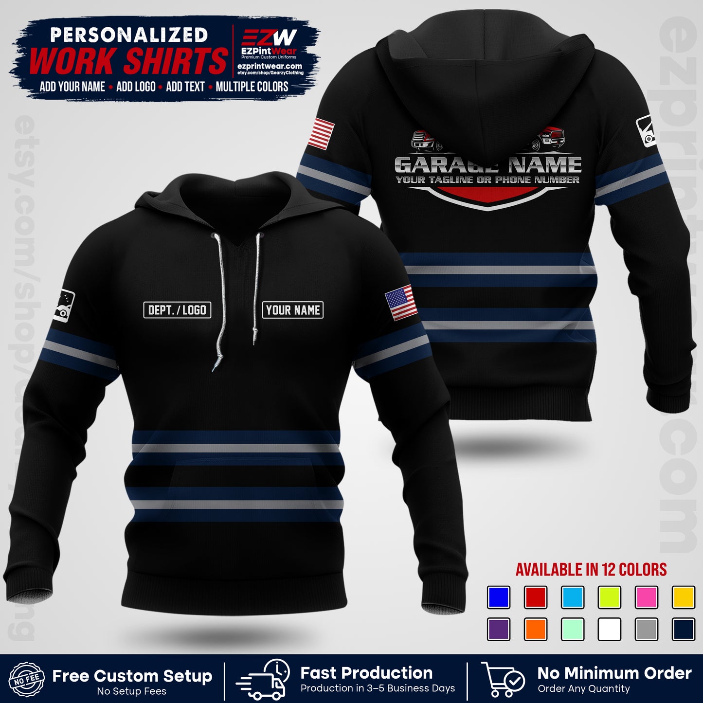 Custom Towing Workwear Uniform | Personalized Tow Truck Shirt | Non-Reflective Safety Stripe Apparel | Custom Towing Shirt | Tow Truck Apparel TW03