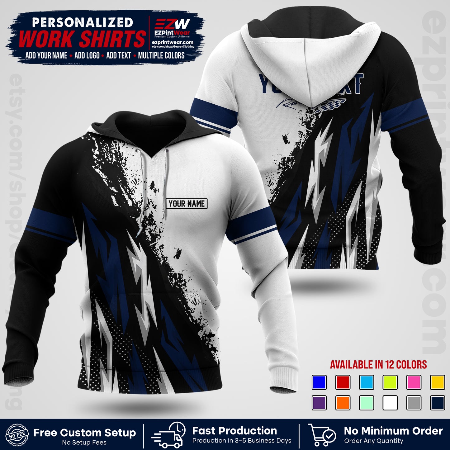 Custom Racing Shirt with Name, Logo & Text | Race Team Uniform | Crew Apparel RC08