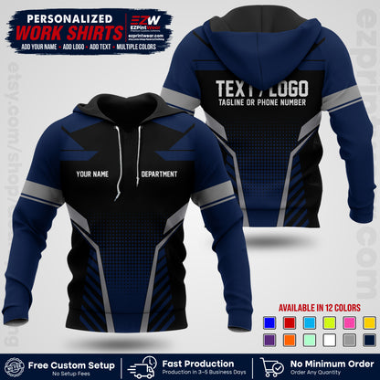 Custom All Over Print Work Uniform Shirt with Name, Logo & Text | Custom Hawaiian Shirt | Company Shirt | Employee Uniform UNF06