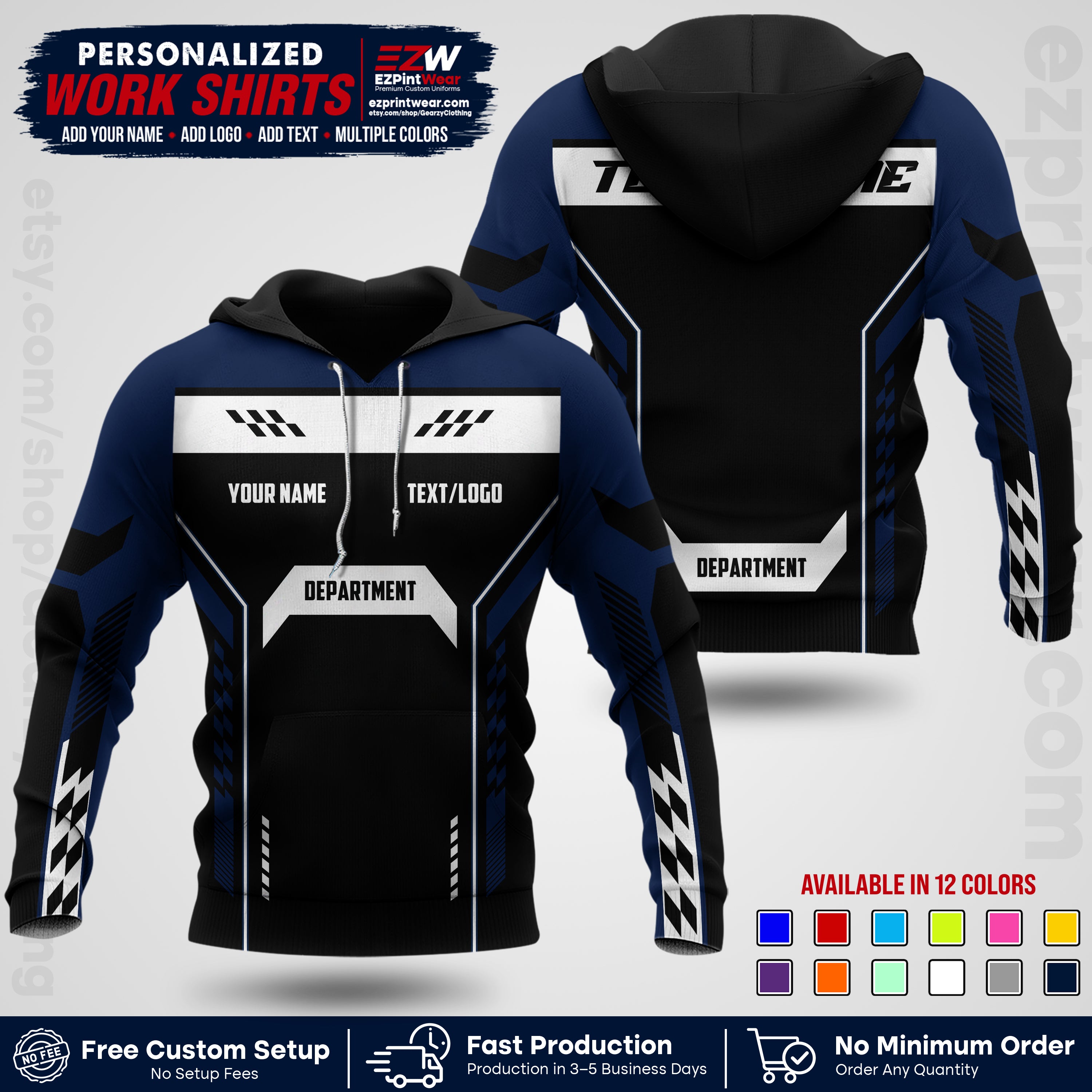 Custom All Over Print Work Uniform Shirt with Name, Logo & Text | Custom Hawaiian Shirt | Company Shirt | Employee Uniform UNF18
