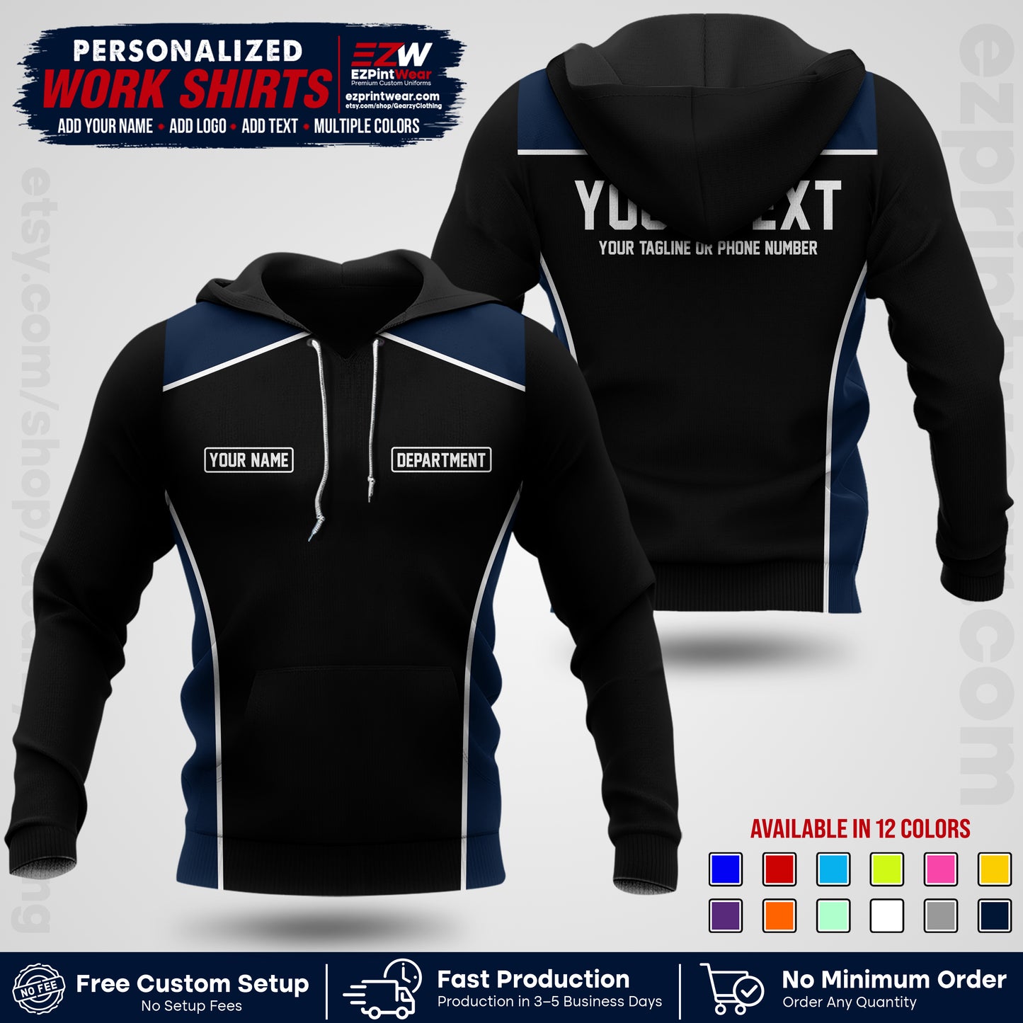 Custom All Over Print Work Uniform Shirt with Name, Logo & Text | Custom Hawaiian Shirt | Company Shirt | Employee Uniform UNF12