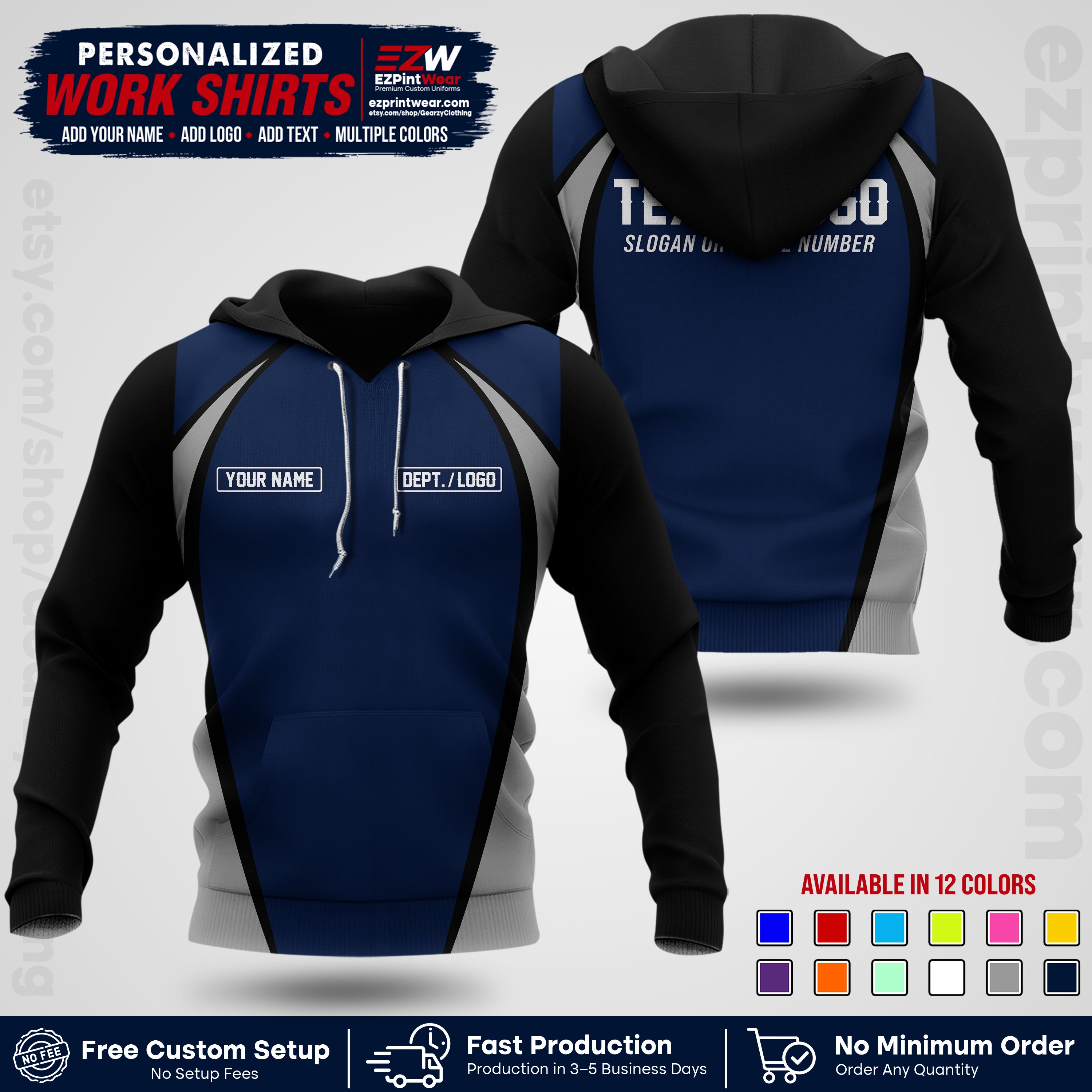 Custom All Over Print Work Uniform Shirt with Name, Logo & Text | Custom Hawaiian Shirt | Company Shirt | Employee Uniform UNF20