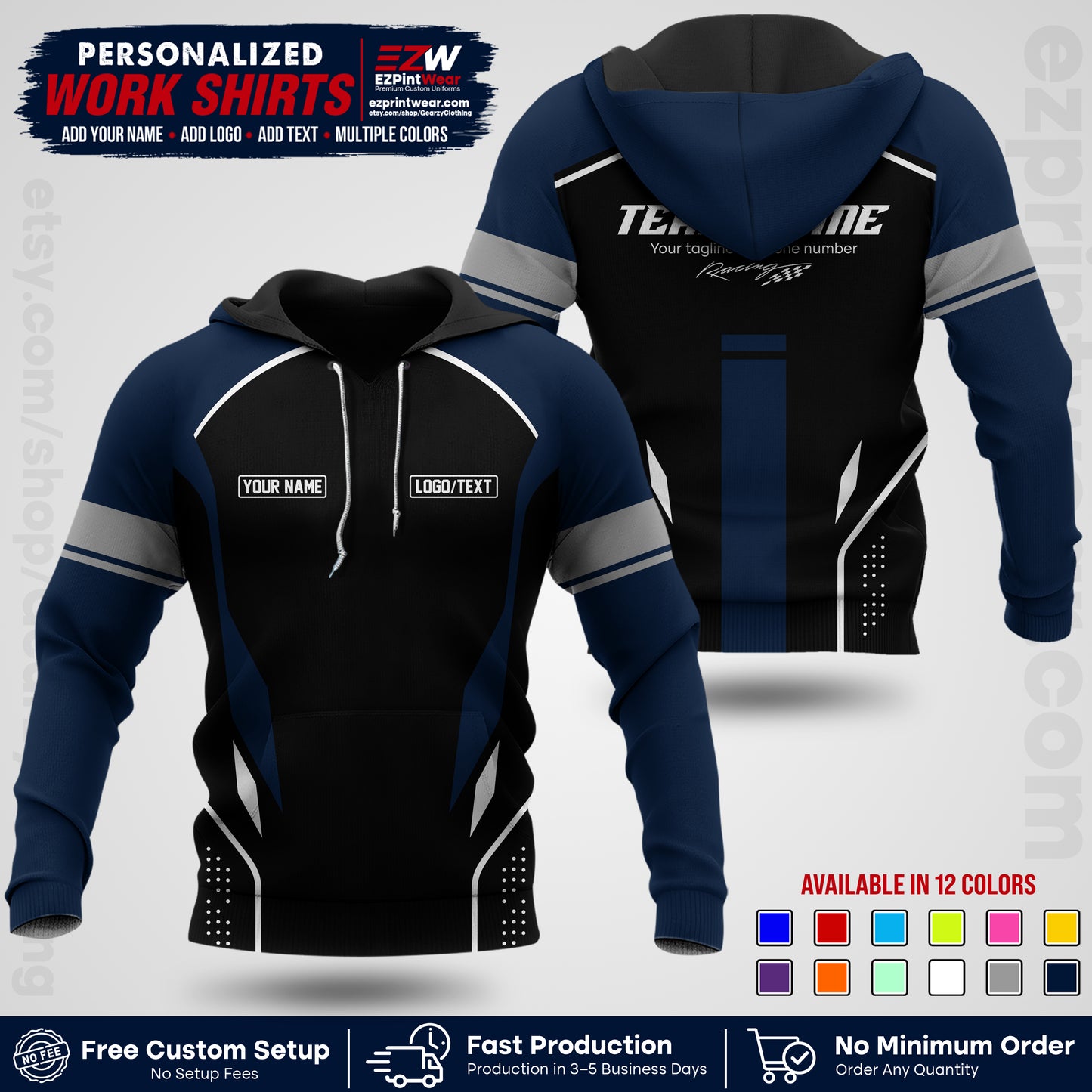 Custom Racing Shirt with Name, Logo & Text | Race Team Uniform | Crew Apparel RC06