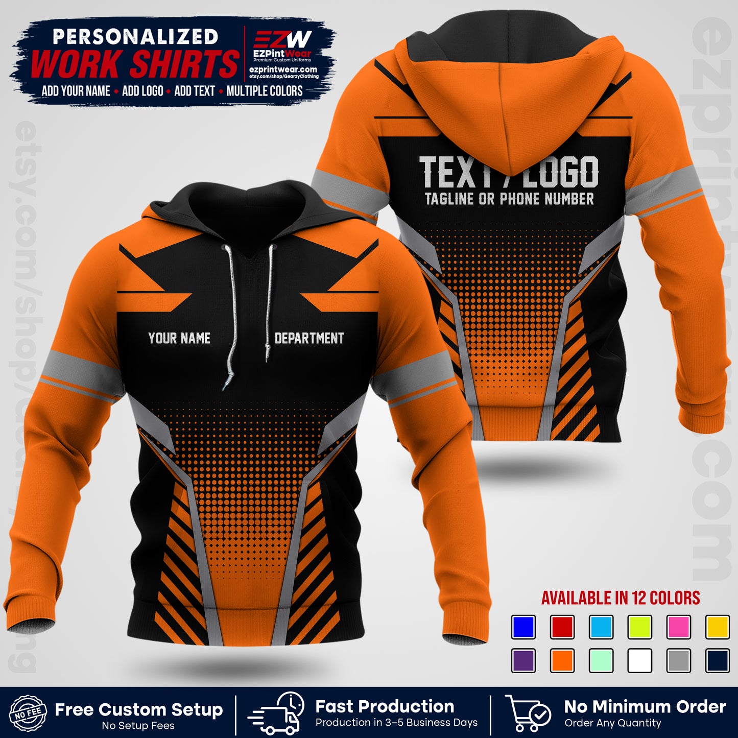 Custom All Over Print Work Uniform Shirt with Name, Logo & Text | Custom Hawaiian Shirt | Company Shirt | Employee Uniform UNF06