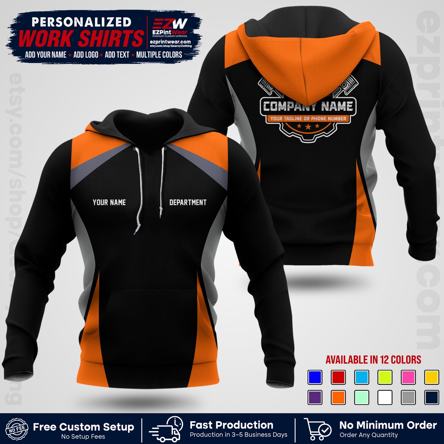Custom Mechanic Work Shirt with Name, Logo & Text | Auto Shop Uniform | Workwear MCN 08