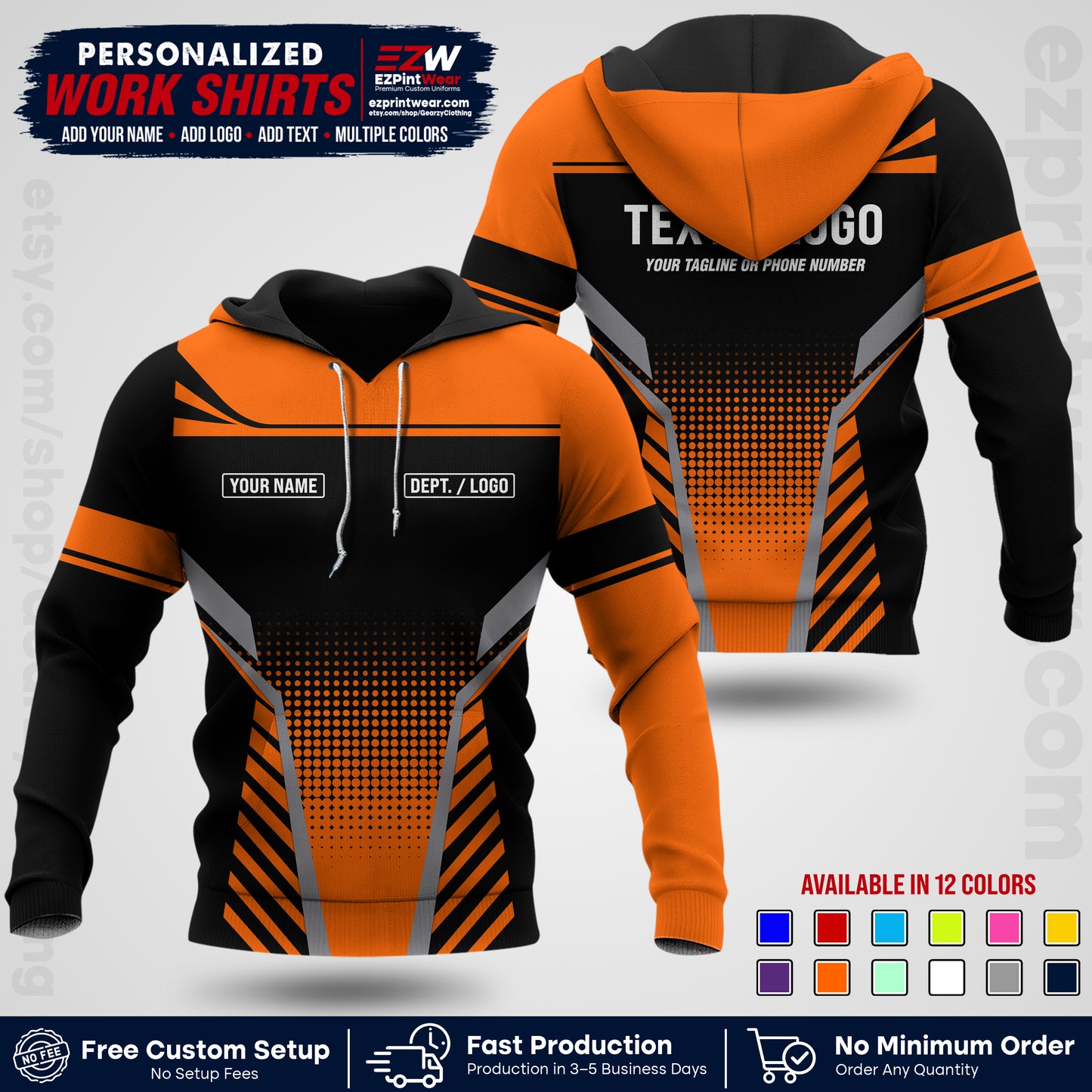 Custom All Over Print Work Uniform Shirt with Name, Logo & Text | Custom Hawaiian Shirt | Company Shirt | Employee Uniform UNF08