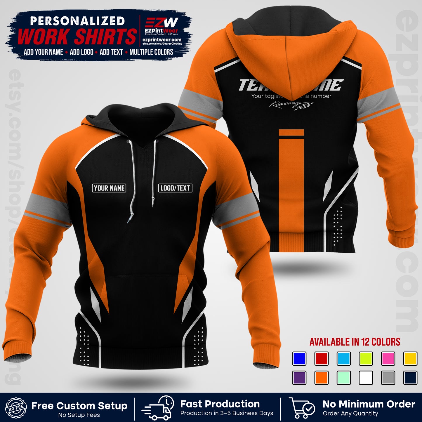 Custom Racing Shirt with Name, Logo & Text | Race Team Uniform | Crew Apparel RC06