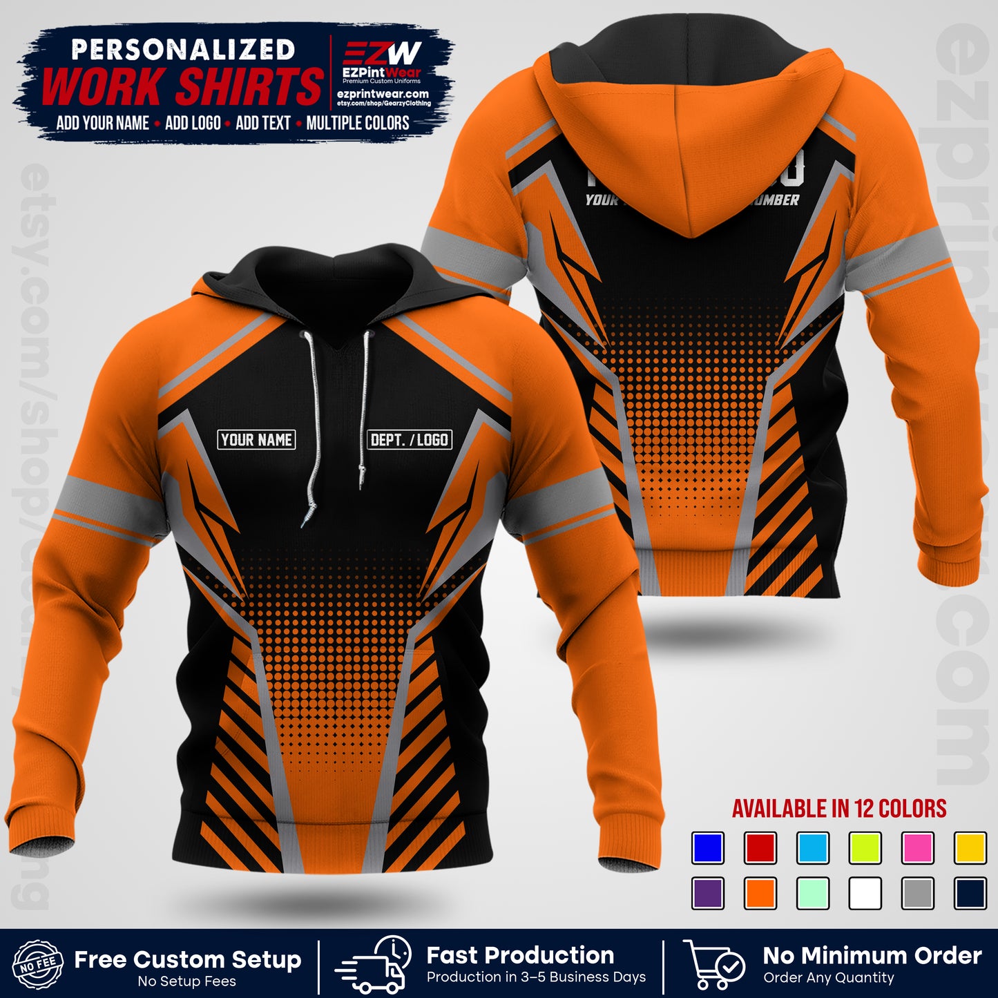 Custom All Over Print Work Uniform Shirt with Name, Logo & Text | Custom Hawaiian Shirt | Company Shirt | Employee Uniform UNF14
