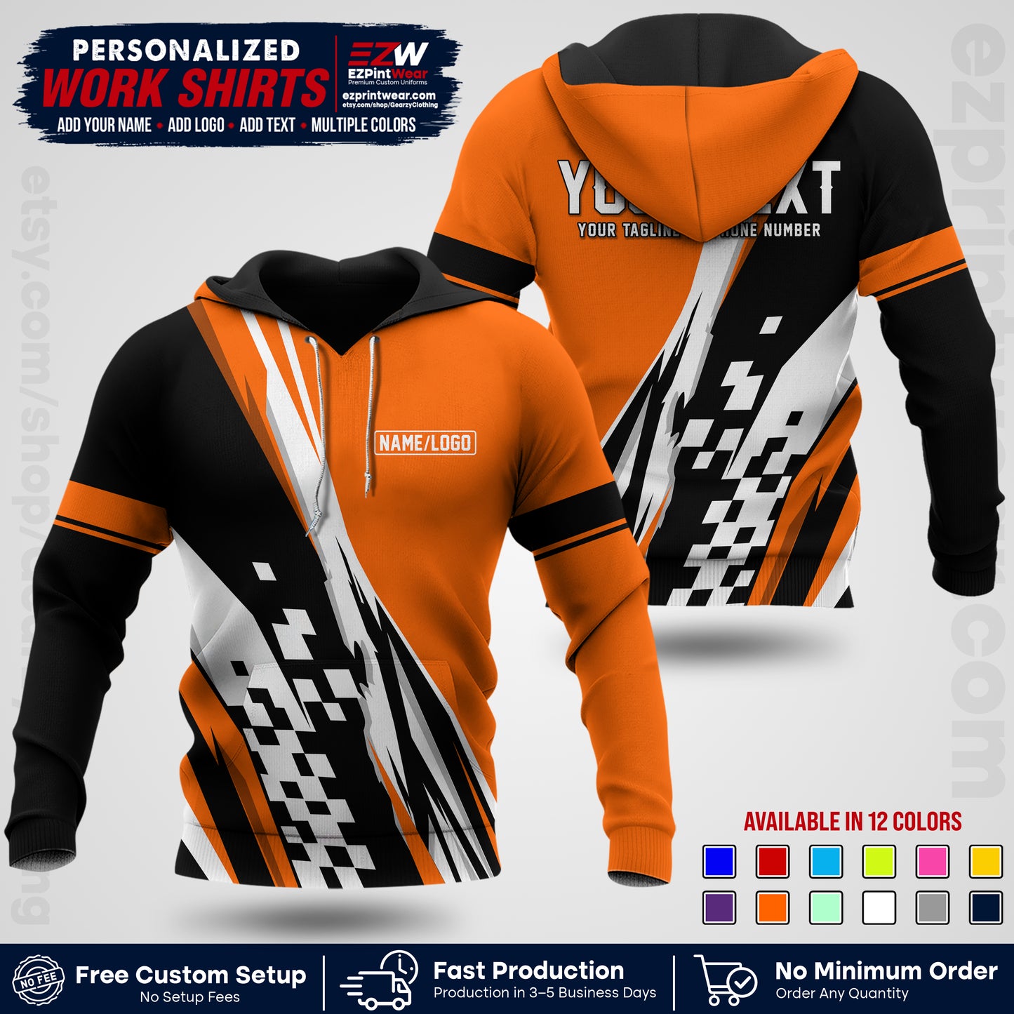 Custom Racing Shirt with Name, Logo & Text | Race Team Uniform | Crew Apparel RC04