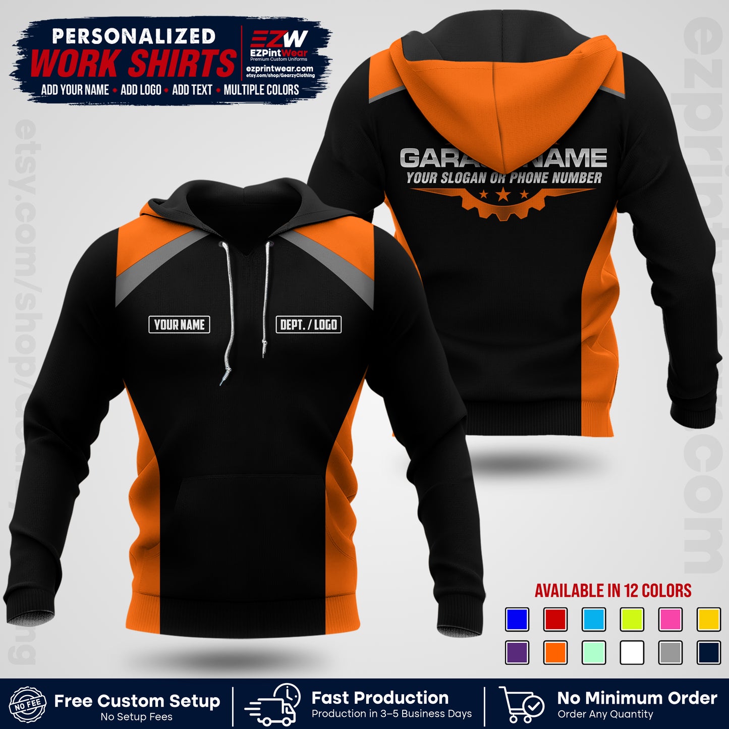 Custom Mechanic Work Shirt with Name, Logo & Text | Auto Shop Uniform | Workwear MCN 06