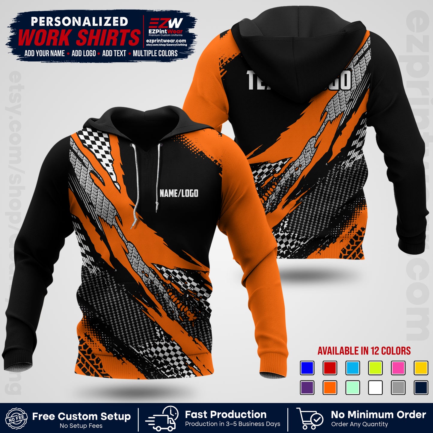 Custom Racing Shirt with Name, Logo & Text | Race Team Uniform | Crew Apparel RC05