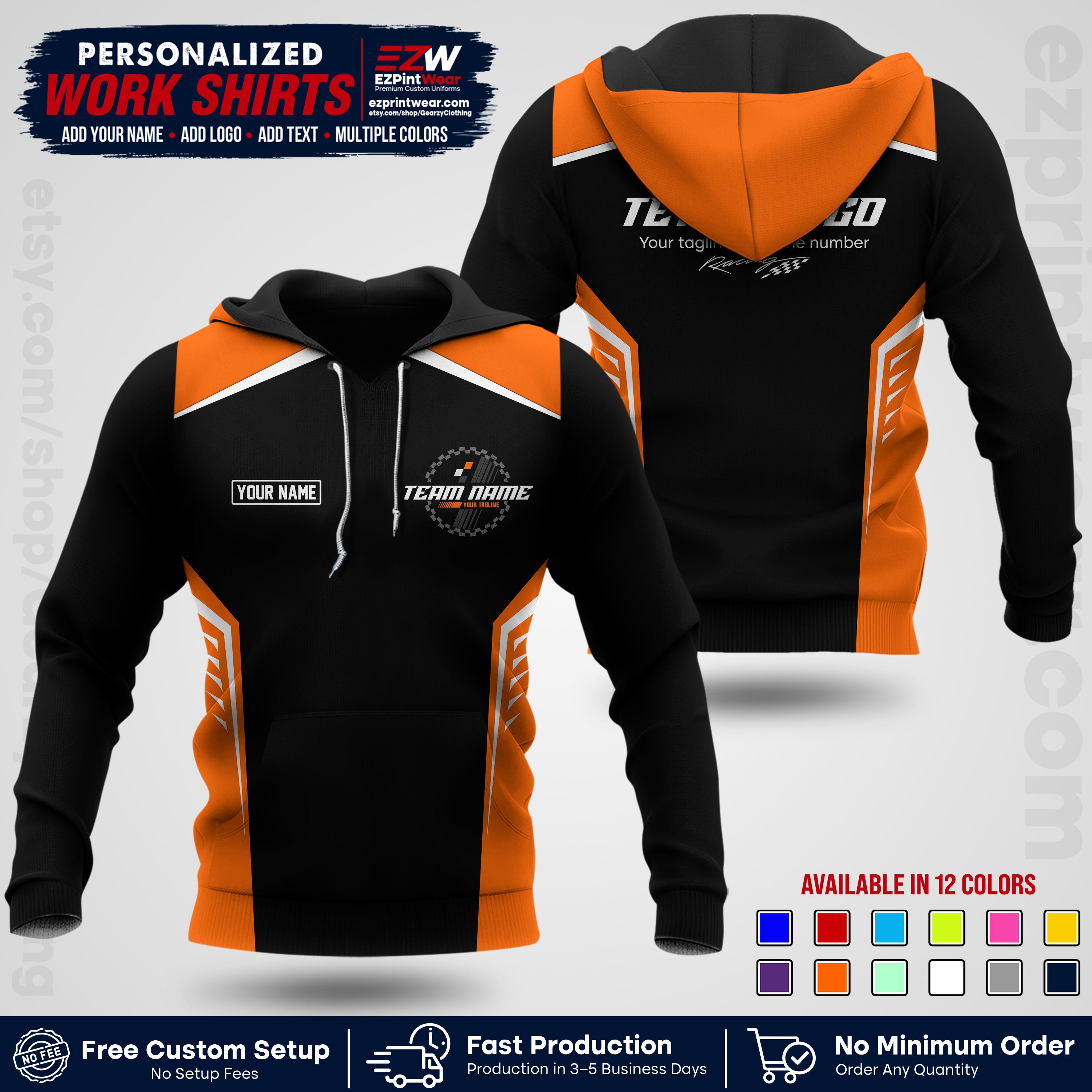 Custom Racing Shirt with Name, Logo & Text | Race Team Uniform | Crew Apparel RC07