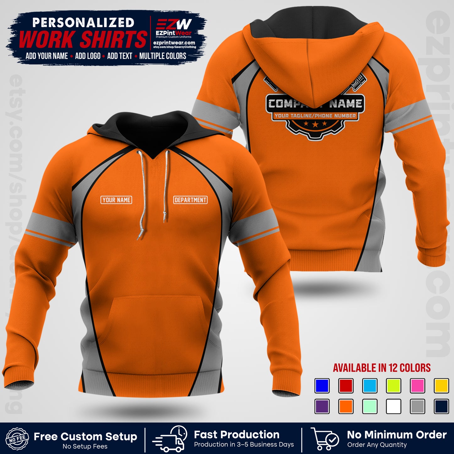 Custom Mechanic Work Shirt with Name, Logo & Text | Auto Shop Uniform | Workwear MCN 09