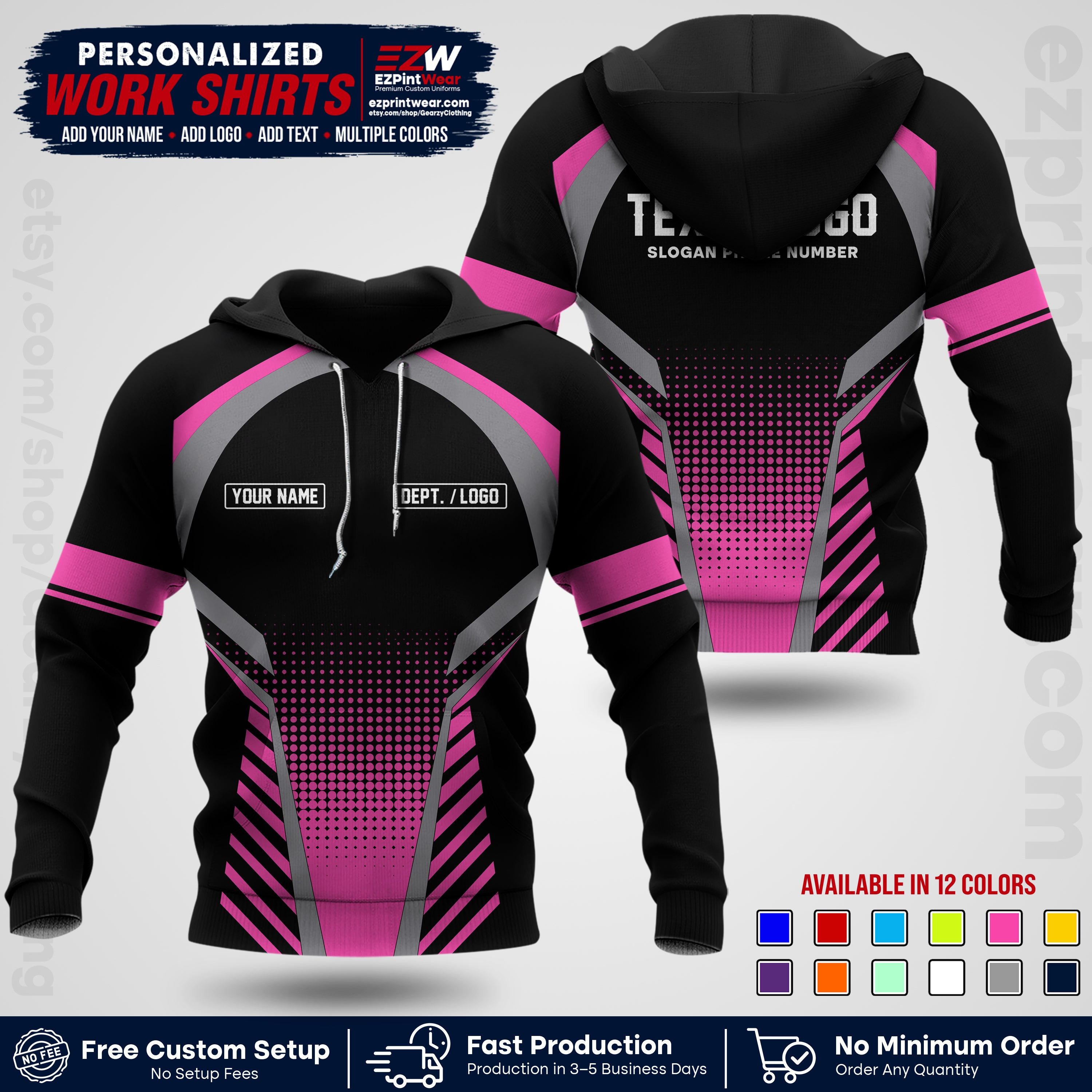 Custom All Over Print Work Uniform Shirt with Name, Logo & Text | Custom Hawaiian Shirt | Company Shirt | Employee Uniform UNF19