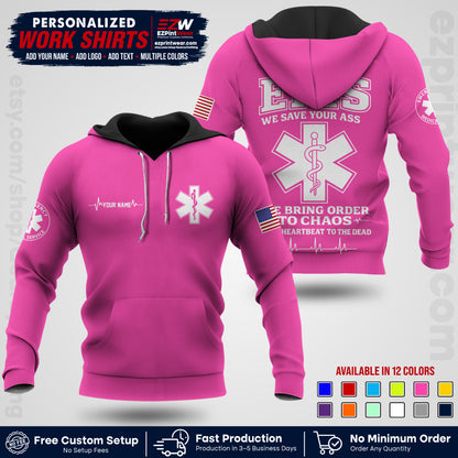 Custom EMS Shirt with Name, Logo & Text | EMS Team Uniform | First Responder Workwear EMSU05