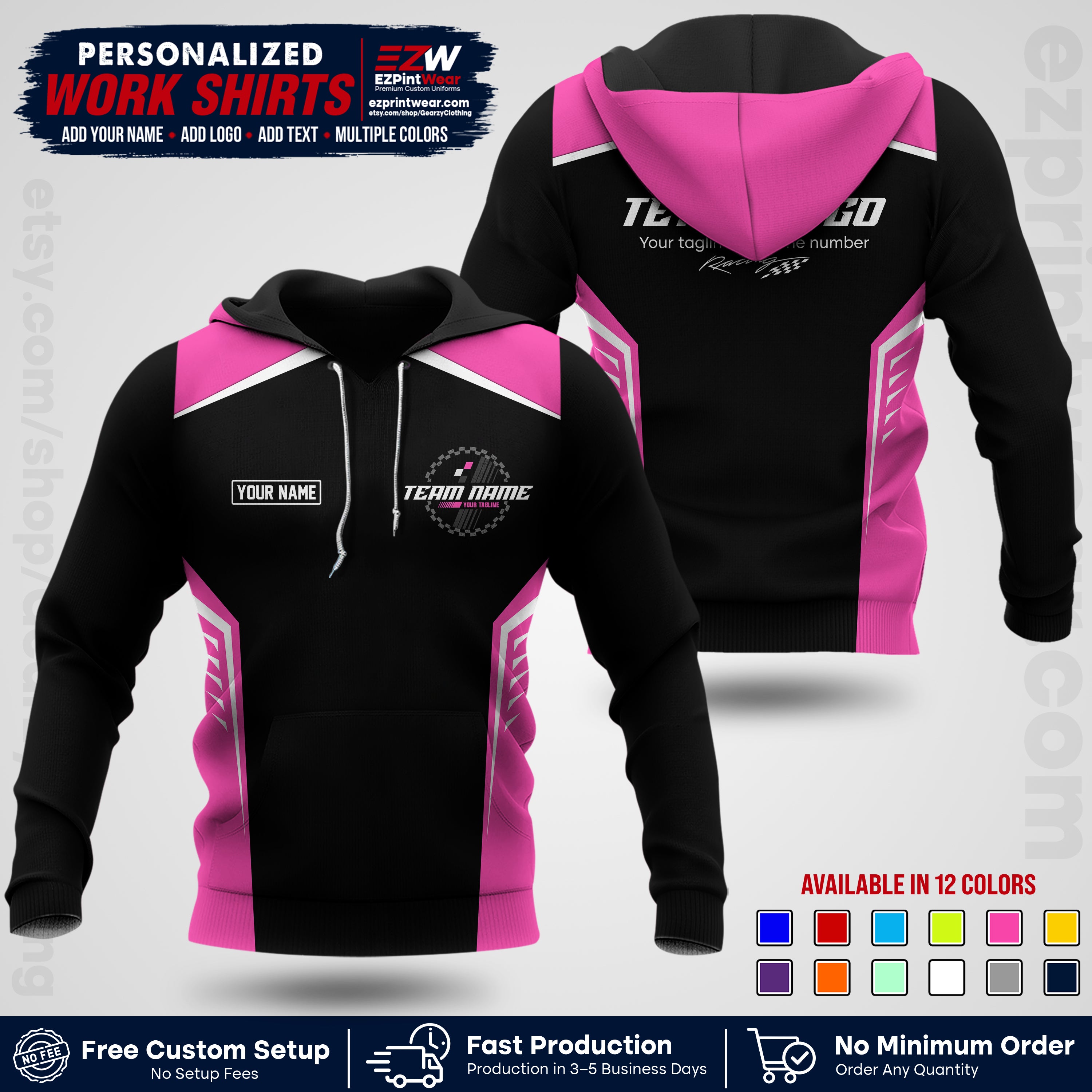 Custom Racing Shirt with Name, Logo & Text | Race Team Uniform | Crew Apparel RC07