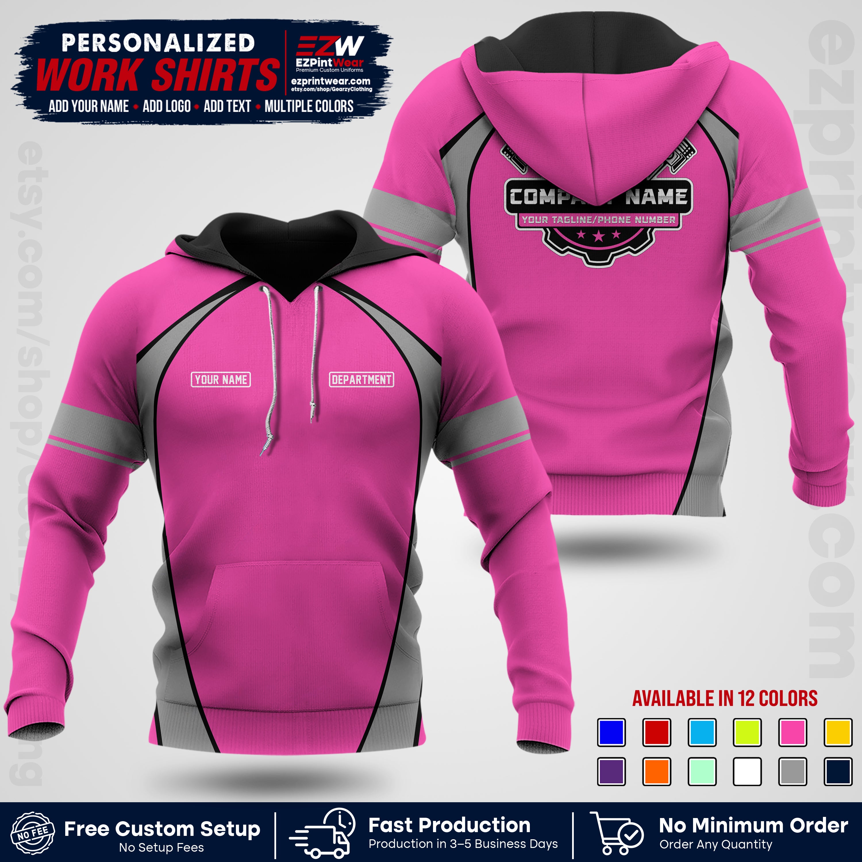 Custom Mechanic Work Shirt with Name, Logo & Text | Auto Shop Uniform | Workwear MCN 09