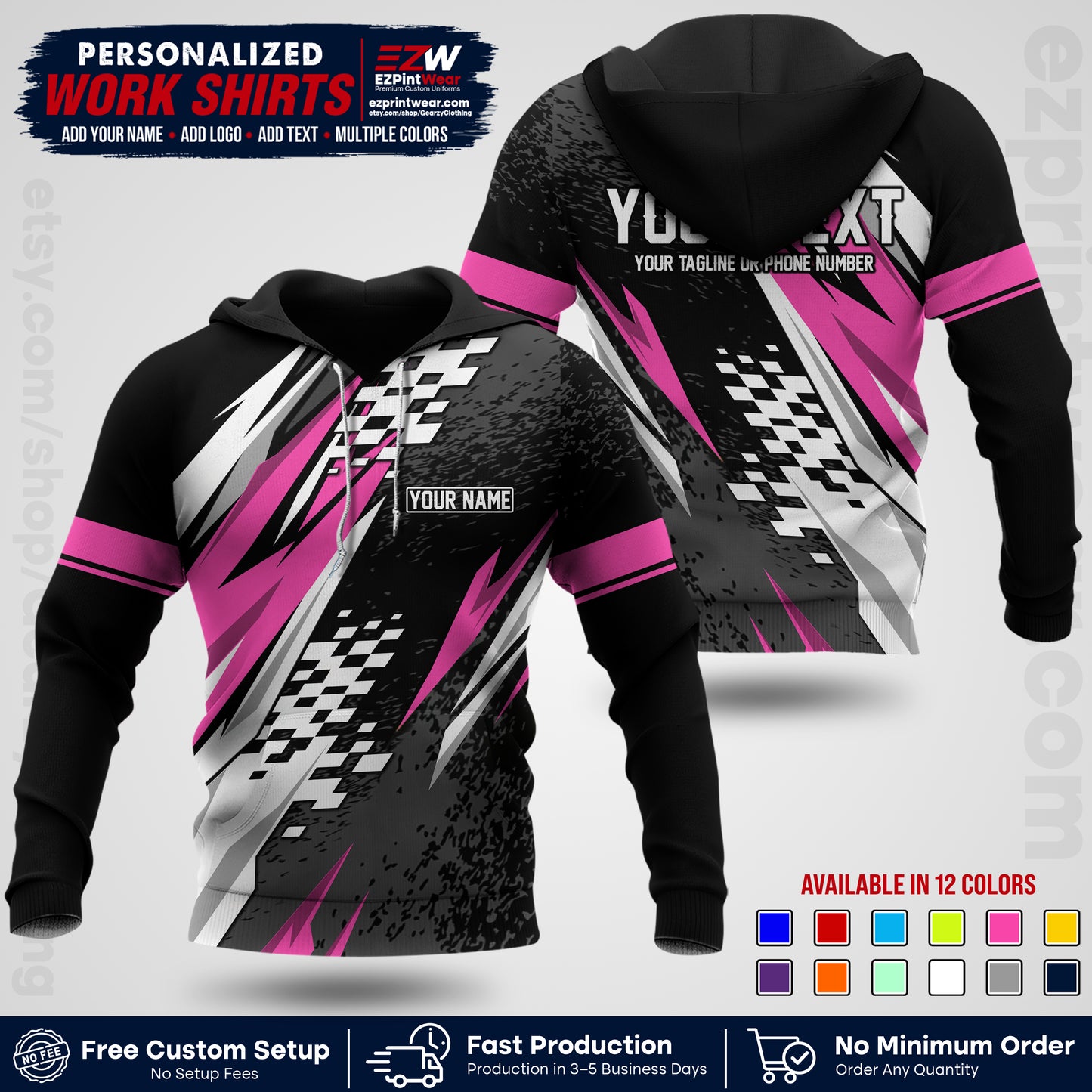 Custom Racing Shirt with Name, Logo & Text | Race Team Uniform | Crew Apparel RC03