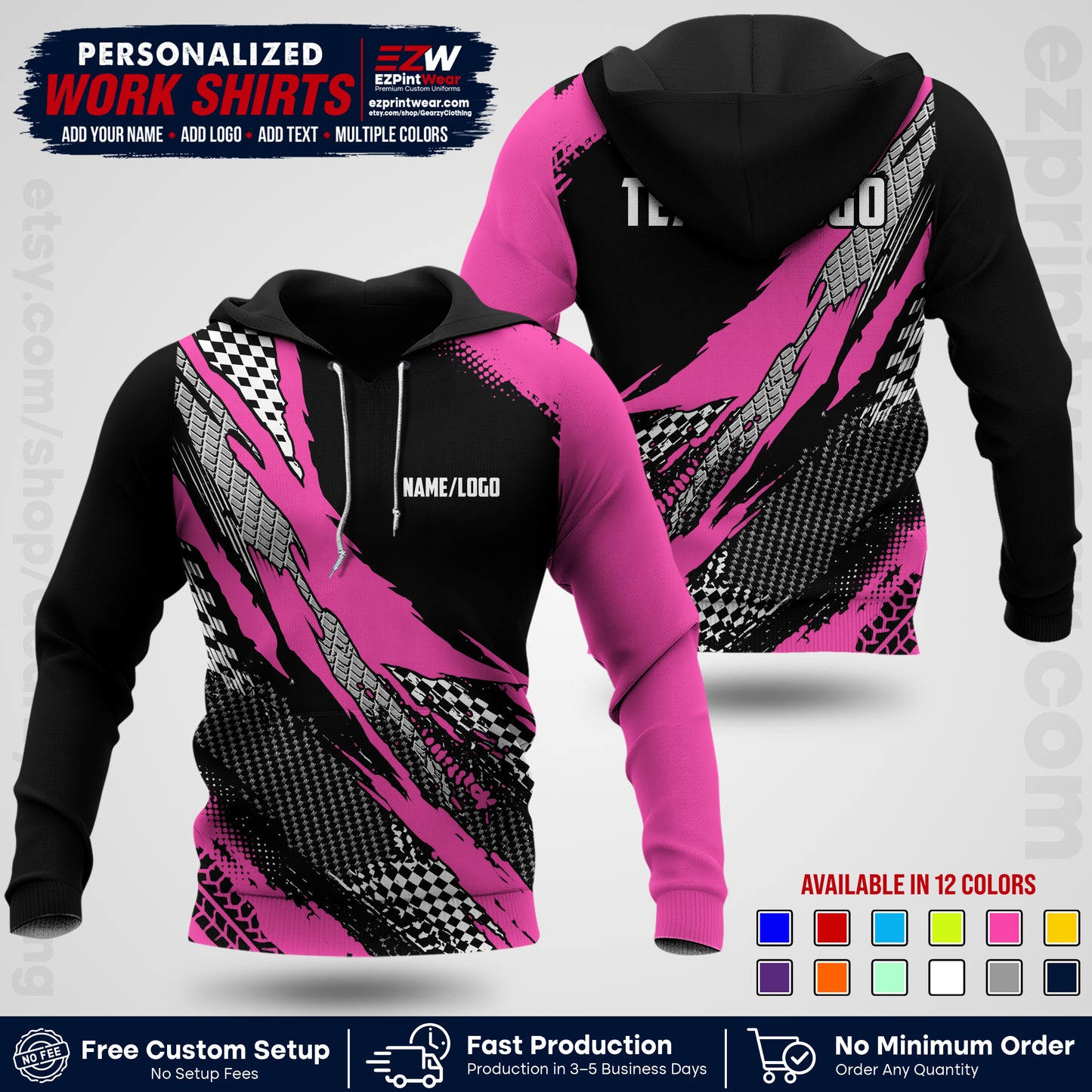 Custom Racing Shirt with Name, Logo & Text | Race Team Uniform | Crew Apparel RC05