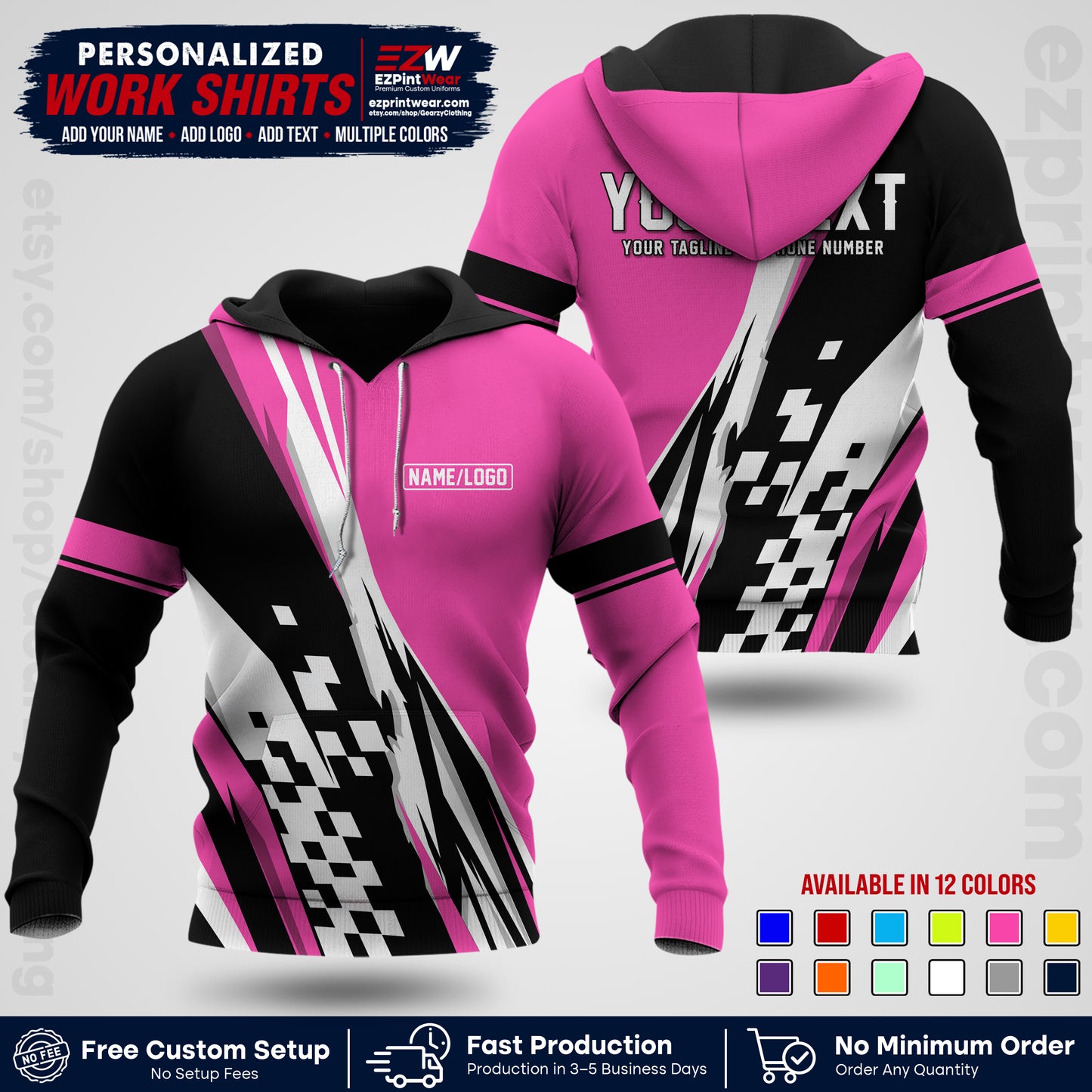 Custom Racing Shirt with Name, Logo & Text | Race Team Uniform | Crew Apparel RC04