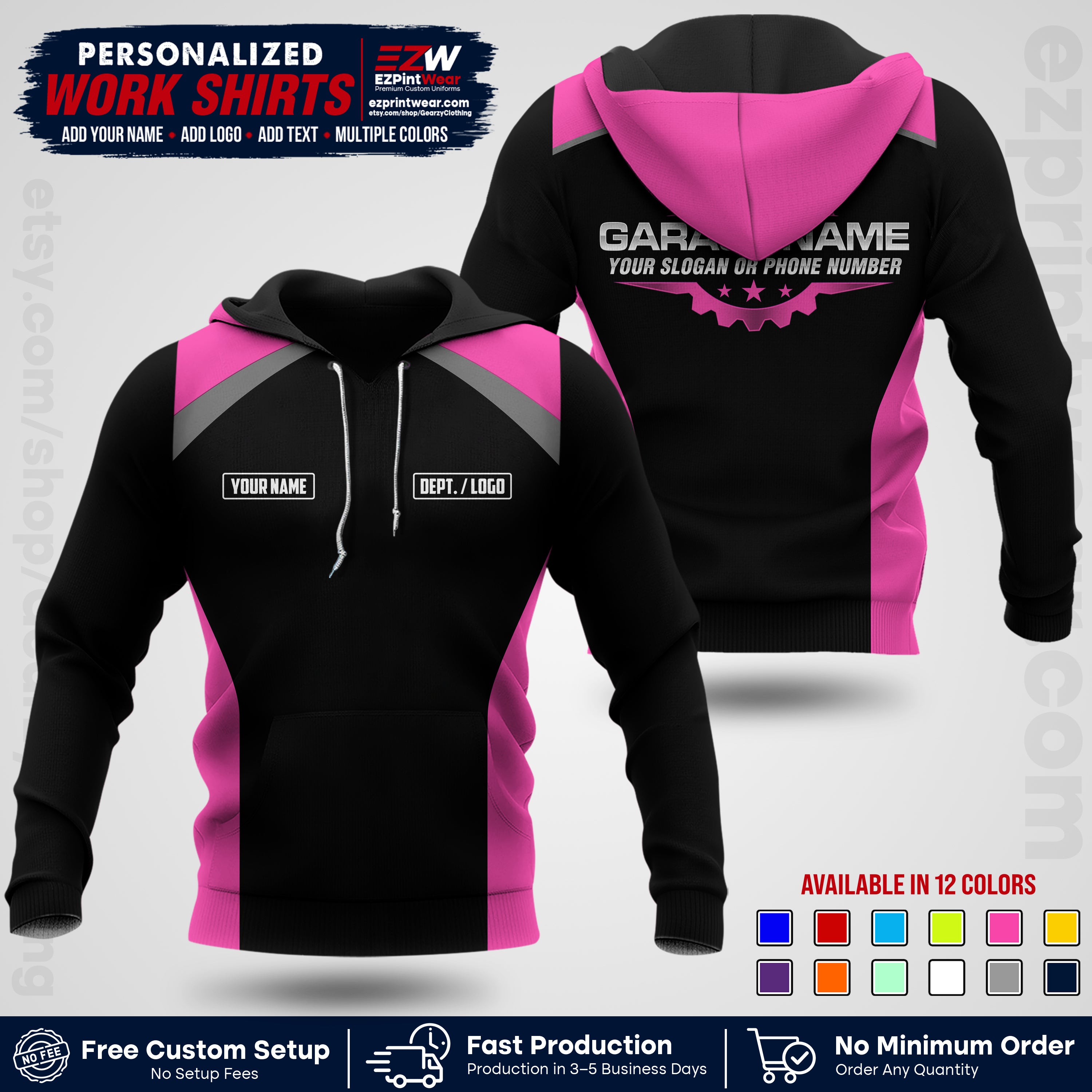 Custom Mechanic Work Shirt with Name, Logo & Text | Auto Shop Uniform | Workwear MCN 06