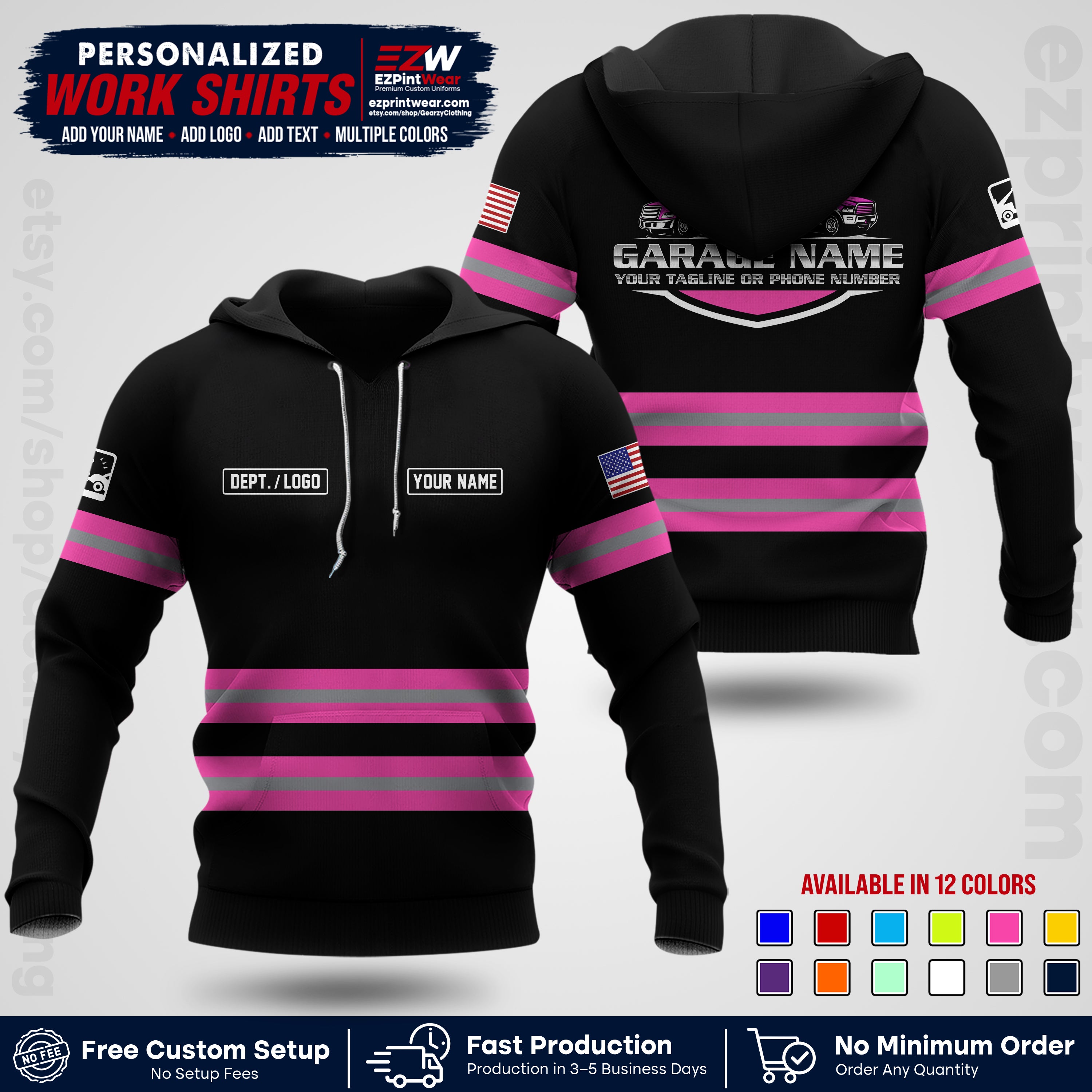 Custom Towing Workwear Uniform | Personalized Tow Truck Shirt | Non-Reflective Safety Stripe Apparel | Custom Towing Shirt | Tow Truck Apparel TW03