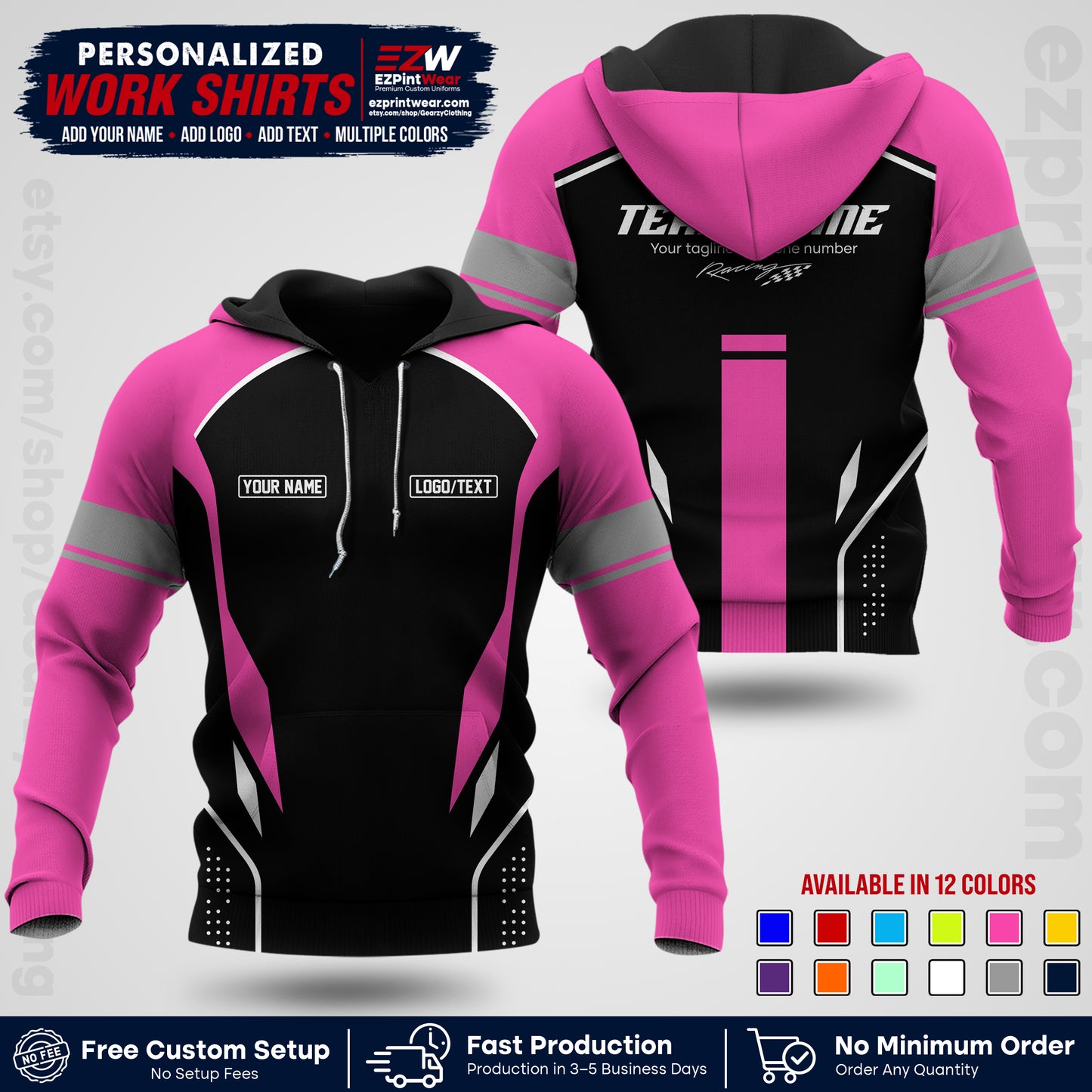 Custom Racing Shirt with Name, Logo & Text | Race Team Uniform | Crew Apparel RC06