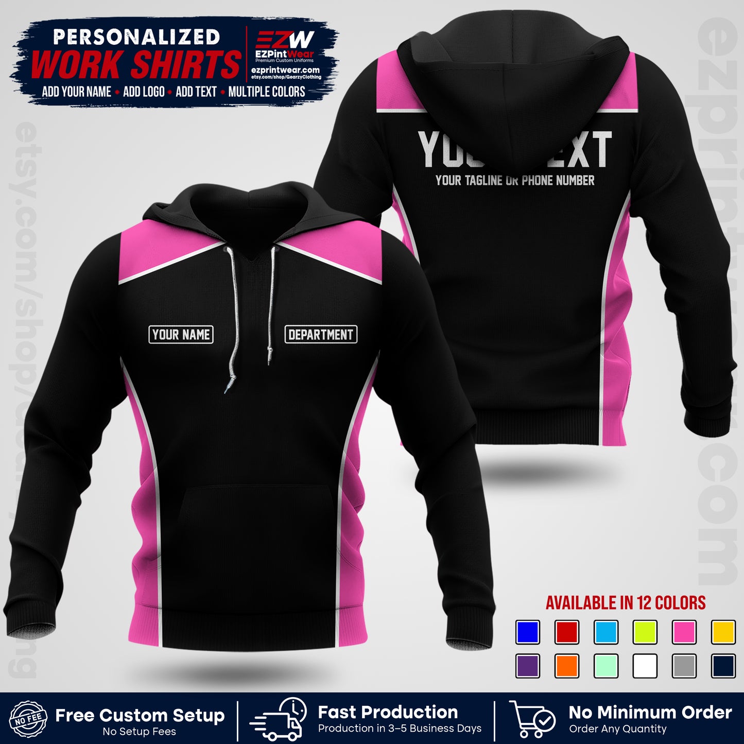 Custom All Over Print Work Uniform Shirt with Name, Logo & Text | Custom Hawaiian Shirt | Company Shirt | Employee Uniform UNF12