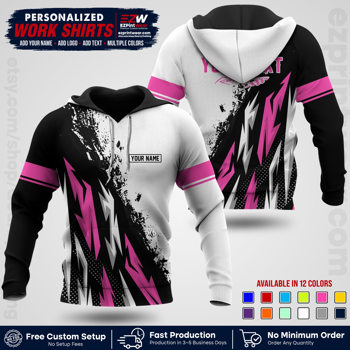 Custom Racing Shirt with Name, Logo & Text | Race Team Uniform | Crew Apparel RC08