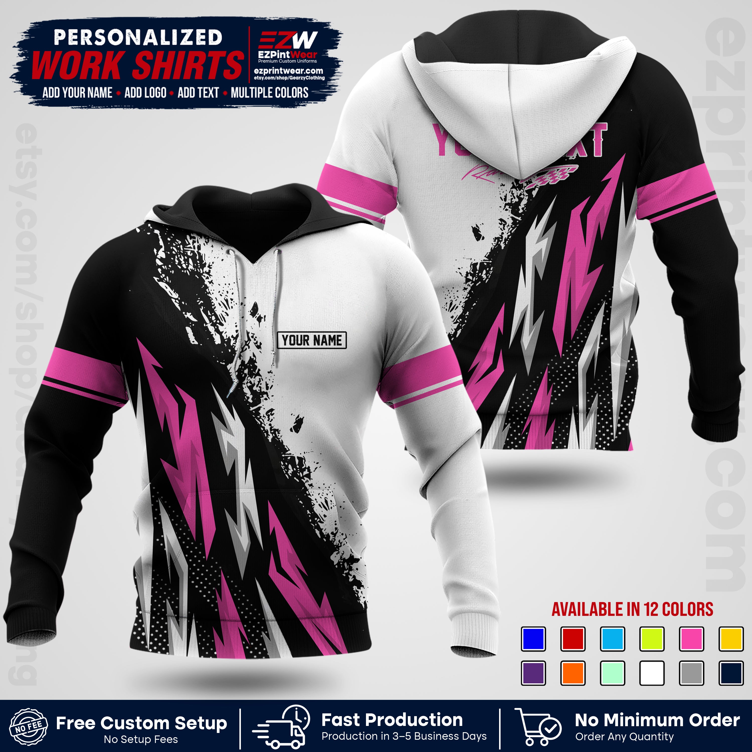 Custom Racing Shirt with Name, Logo & Text | Race Team Uniform | Crew Apparel RC08