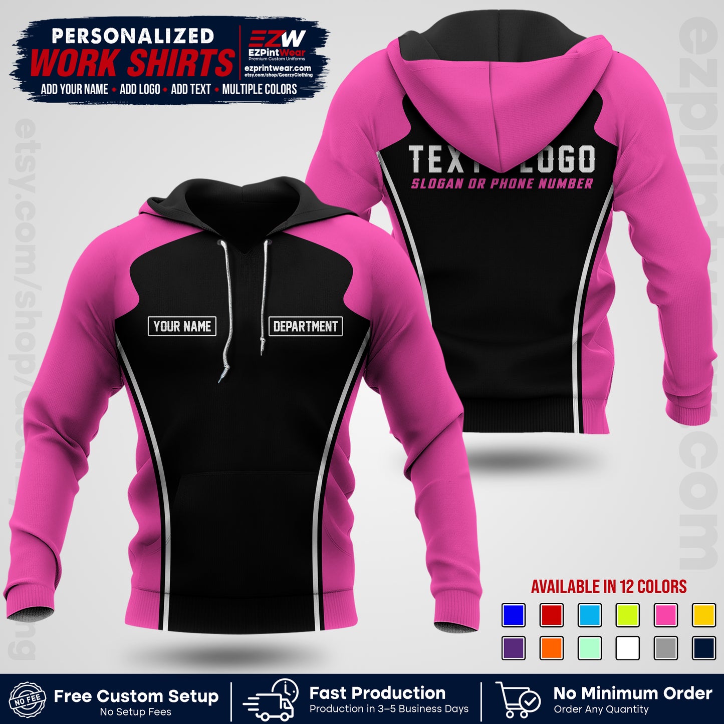 Custom All Over Print Work Uniform Shirt with Name, Logo & Text | Custom Hawaiian Shirt | Company Shirt | Employee Uniform UNF16