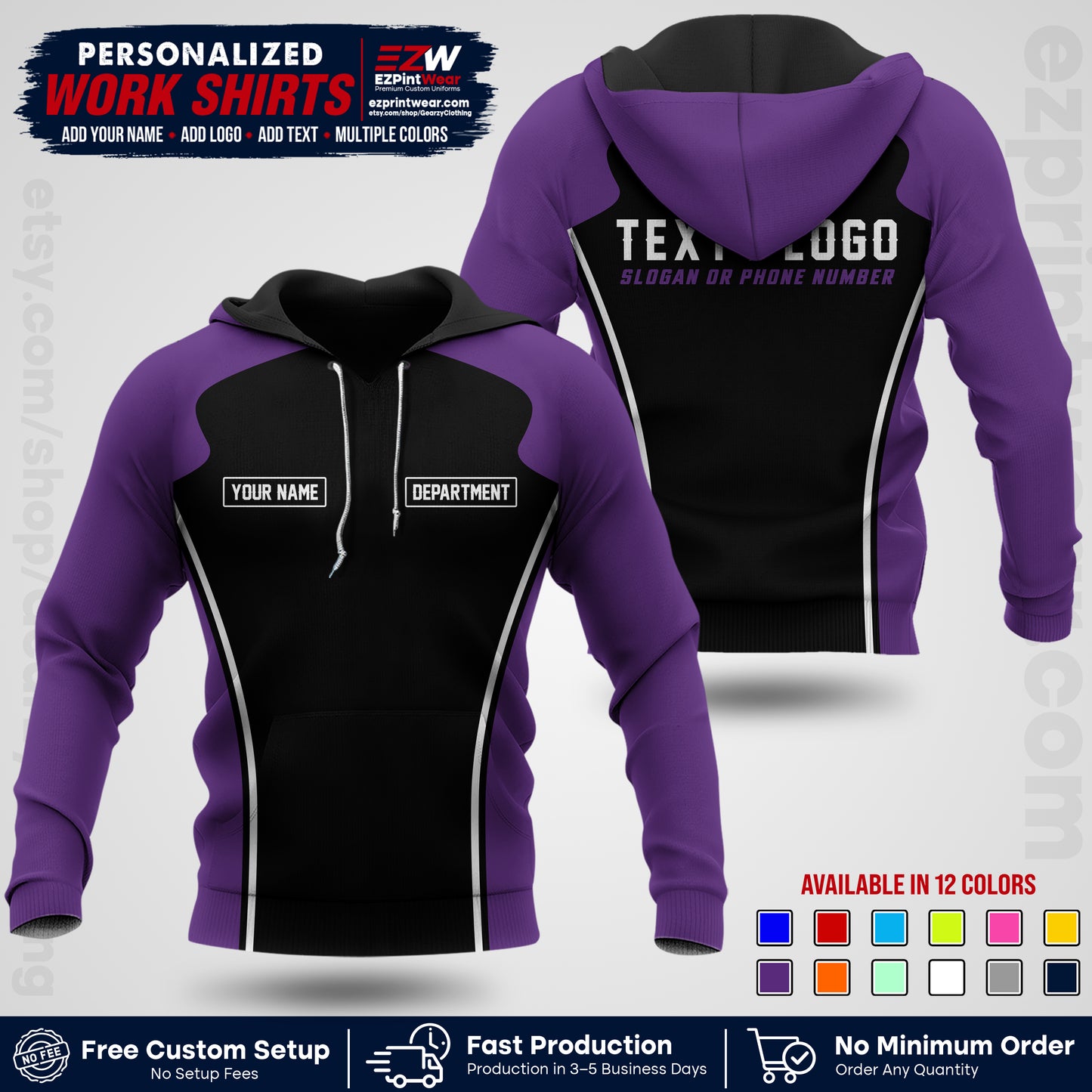 Custom All Over Print Work Uniform Shirt with Name, Logo & Text | Custom Hawaiian Shirt | Company Shirt | Employee Uniform UNF16