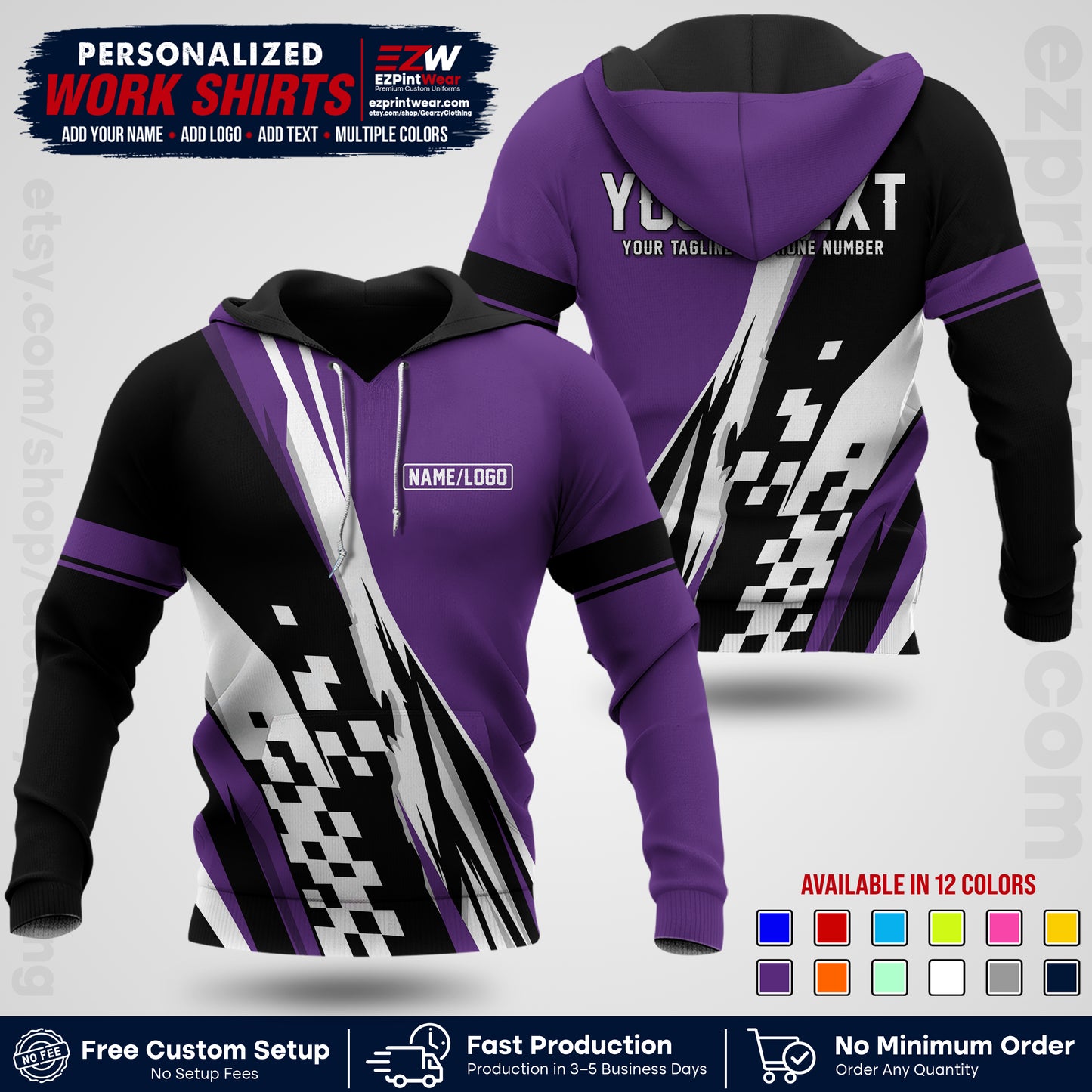 Custom Racing Shirt with Name, Logo & Text | Race Team Uniform | Crew Apparel RC04