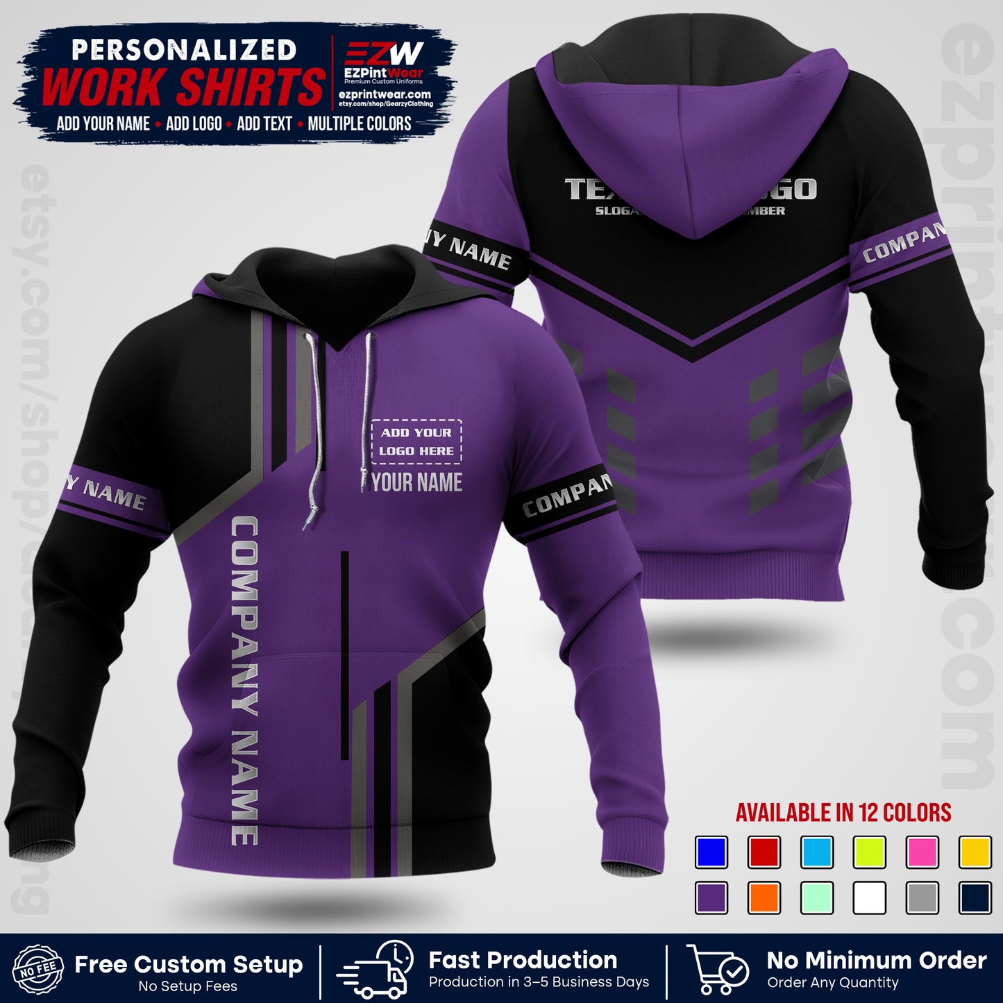 Custom All Over Print Work Uniform Shirt with Name, Logo & Text | Custom Hawaiian Shirt | Company Shirt | Employee Uniform UNF10