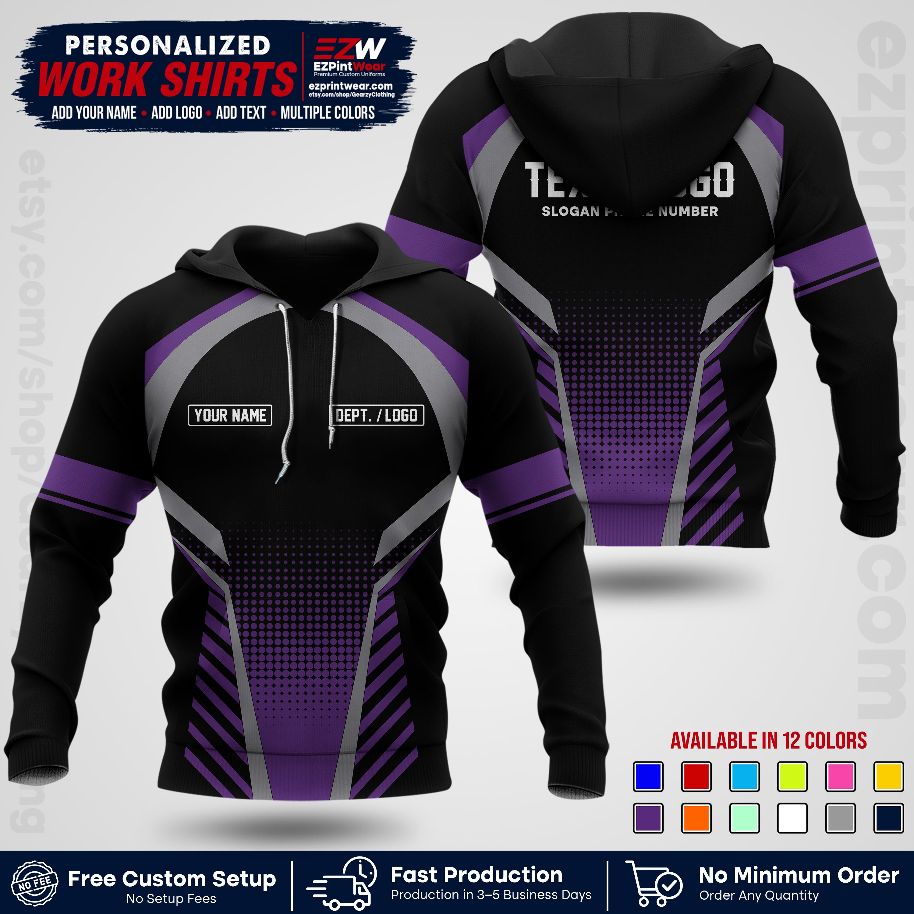 Custom All Over Print Work Uniform Shirt with Name, Logo & Text | Custom Hawaiian Shirt | Company Shirt | Employee Uniform UNF19