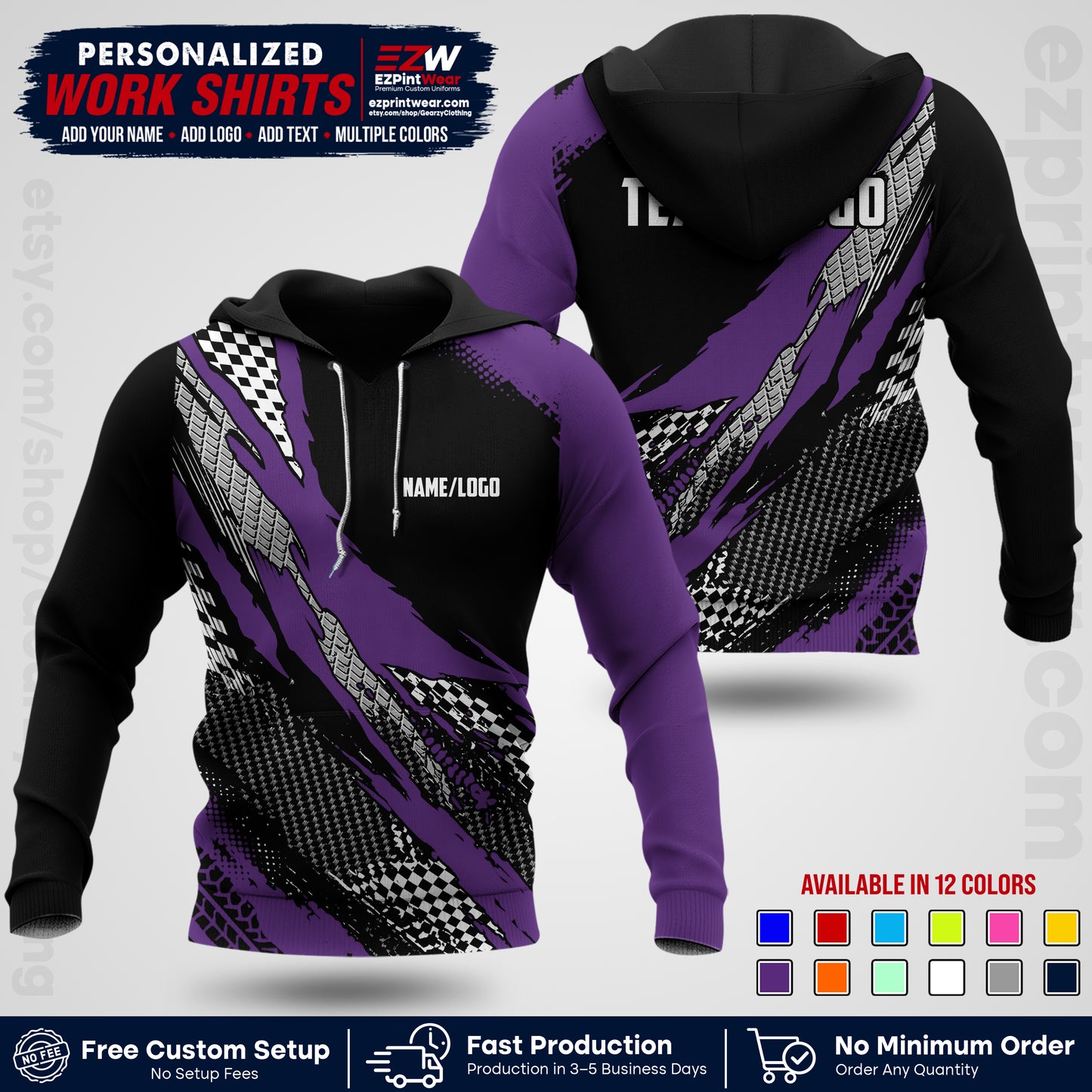 Custom Racing Shirt with Name, Logo & Text | Race Team Uniform | Crew Apparel RC05