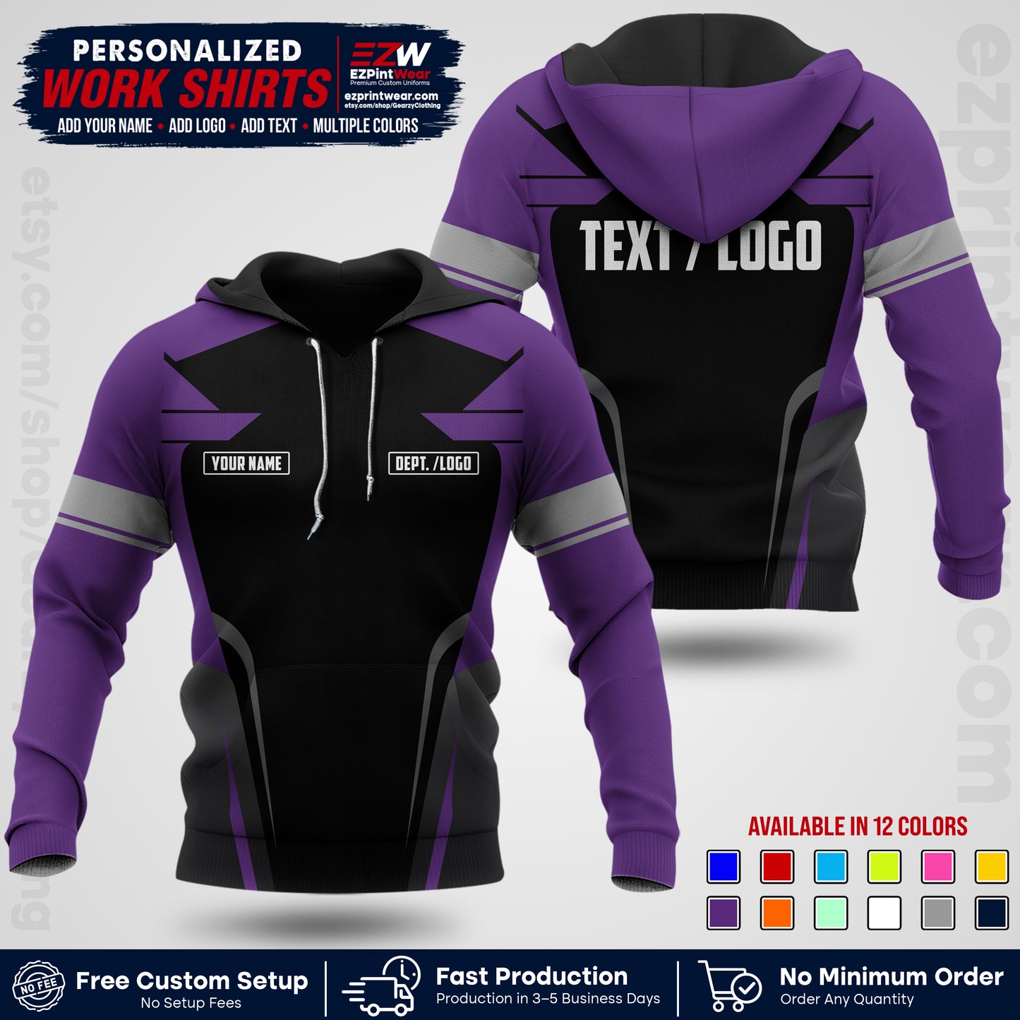 Custom All Over Print Work Uniform Shirt with Name, Logo & Text | Custom Hawaiian Shirt | Company Shirt | Employee Uniform UNF01