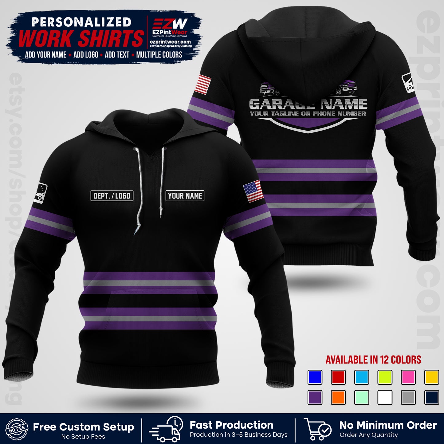 Custom Towing Workwear Uniform | Personalized Tow Truck Shirt | Non-Reflective Safety Stripe Apparel | Custom Towing Shirt | Tow Truck Apparel TW03