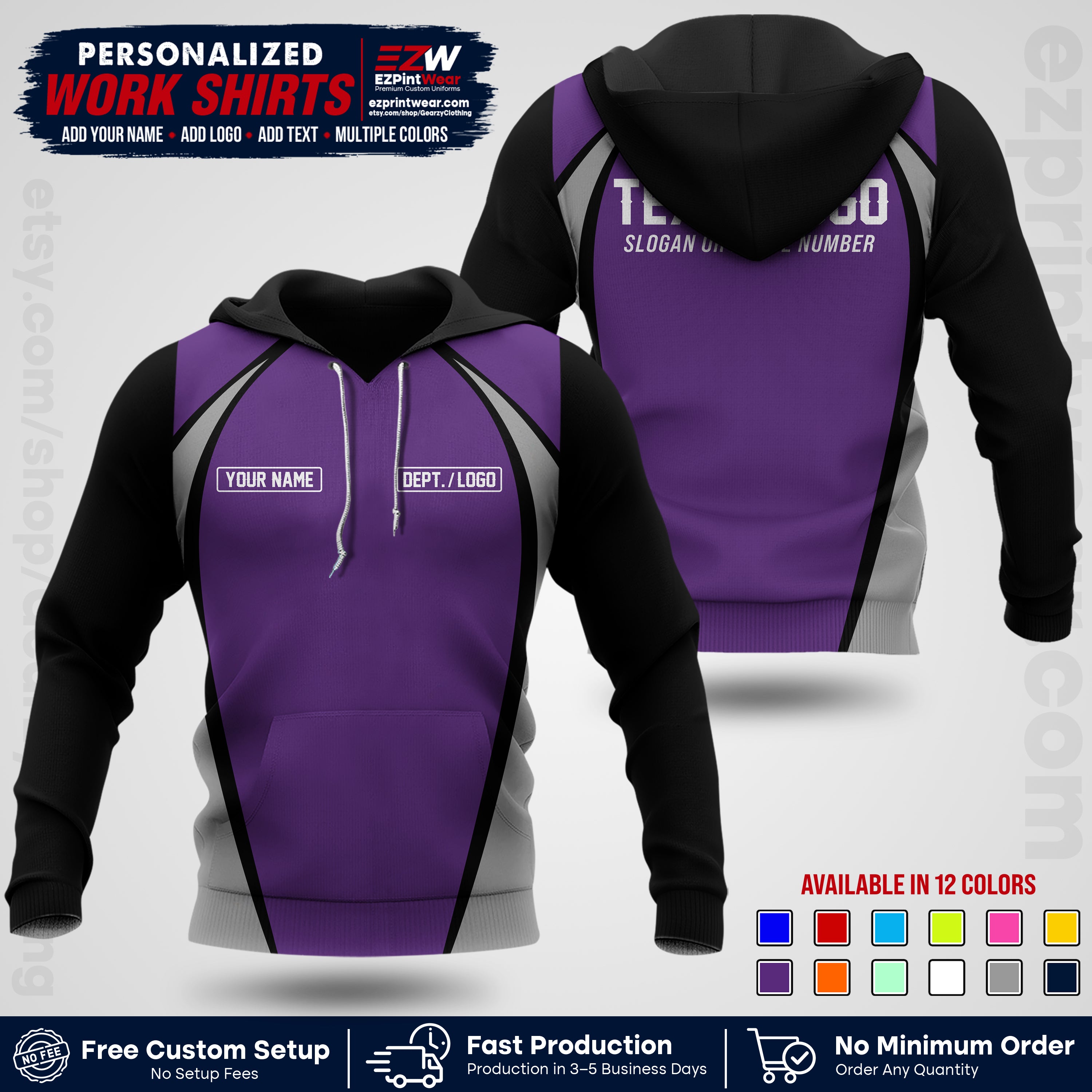 Custom All Over Print Work Uniform Shirt with Name, Logo & Text | Custom Hawaiian Shirt | Company Shirt | Employee Uniform UNF20