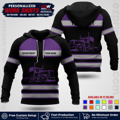 Personalized Truck Driver Workwear Uniform | Custom Safety Stripe Apparel | Non-Reflective Reflective Style Design TW02