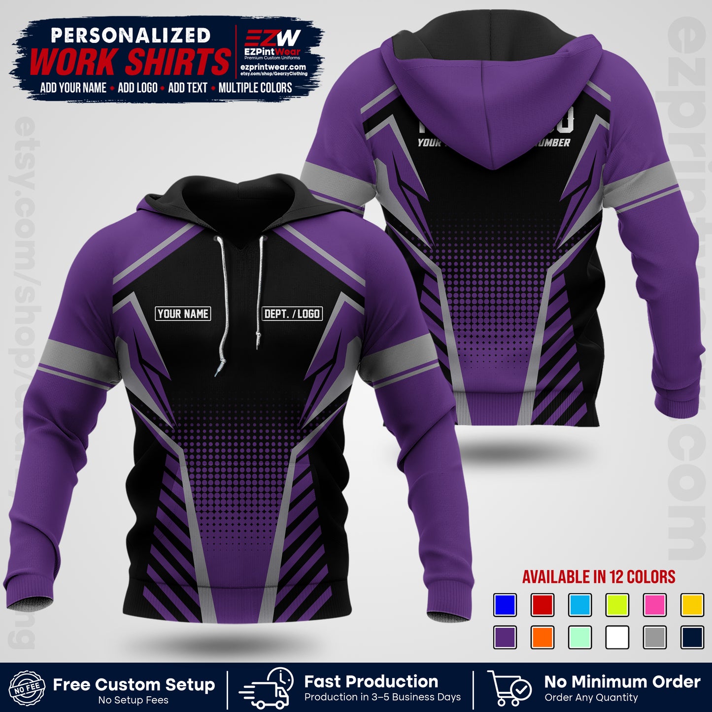 Custom All Over Print Work Uniform Shirt with Name, Logo & Text | Custom Hawaiian Shirt | Company Shirt | Employee Uniform UNF14