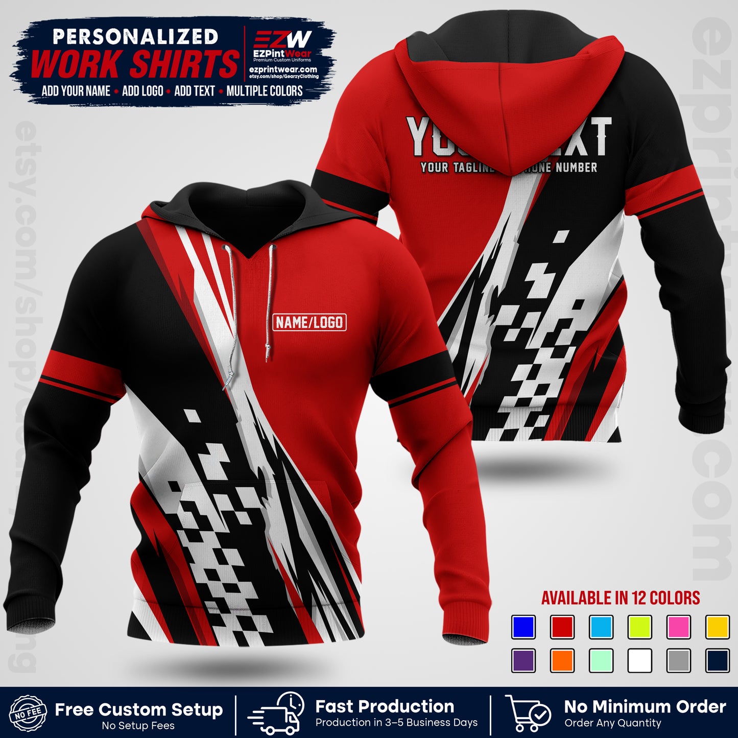 Custom Racing Shirt with Name, Logo & Text | Race Team Uniform | Crew Apparel RC04