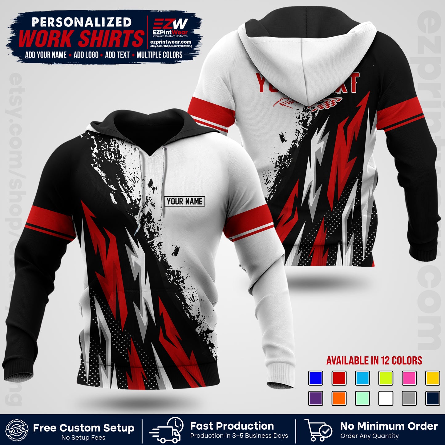 Custom Racing Shirt with Name, Logo & Text | Race Team Uniform | Crew Apparel RC08