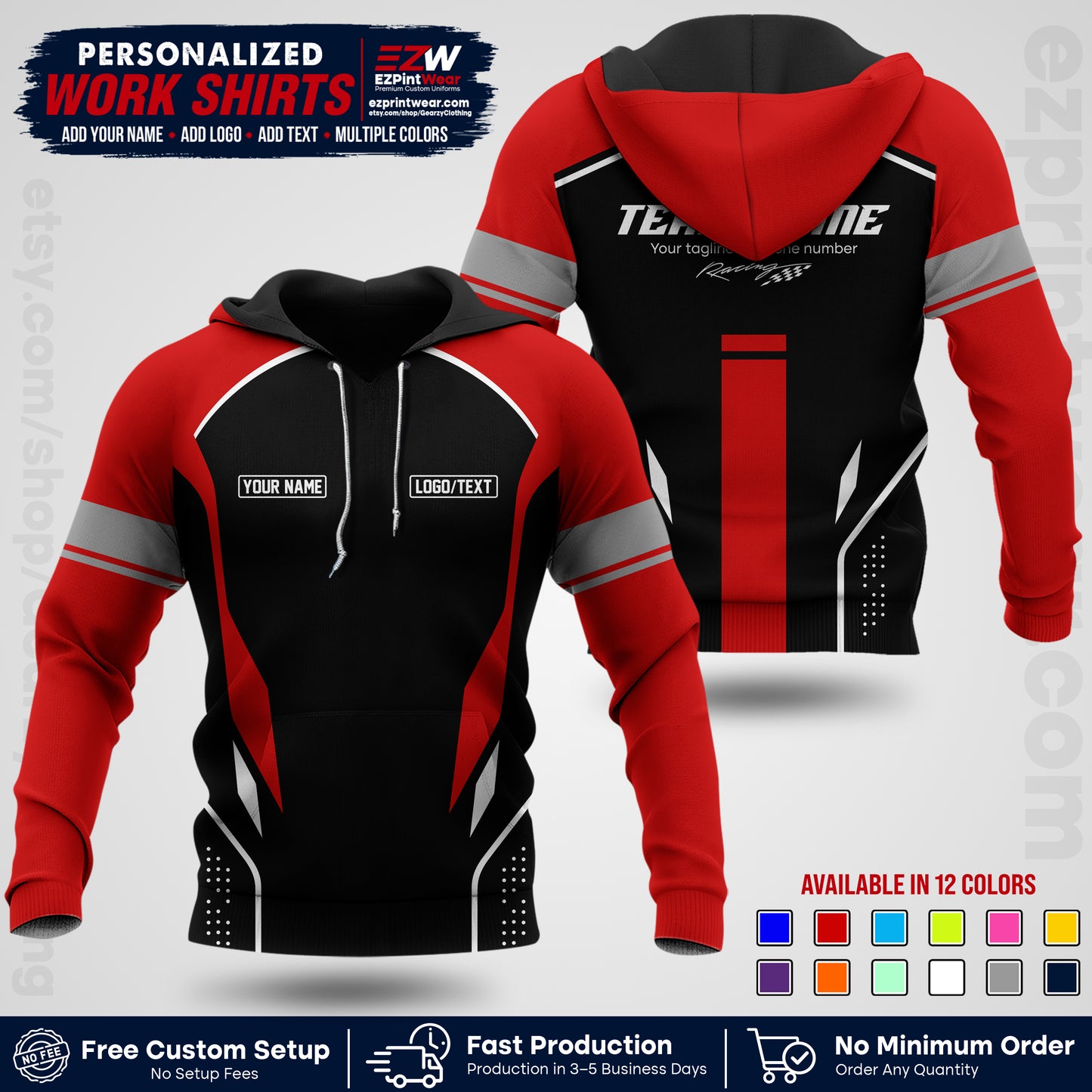 Custom Racing Shirt with Name, Logo & Text | Race Team Uniform | Crew Apparel RC06