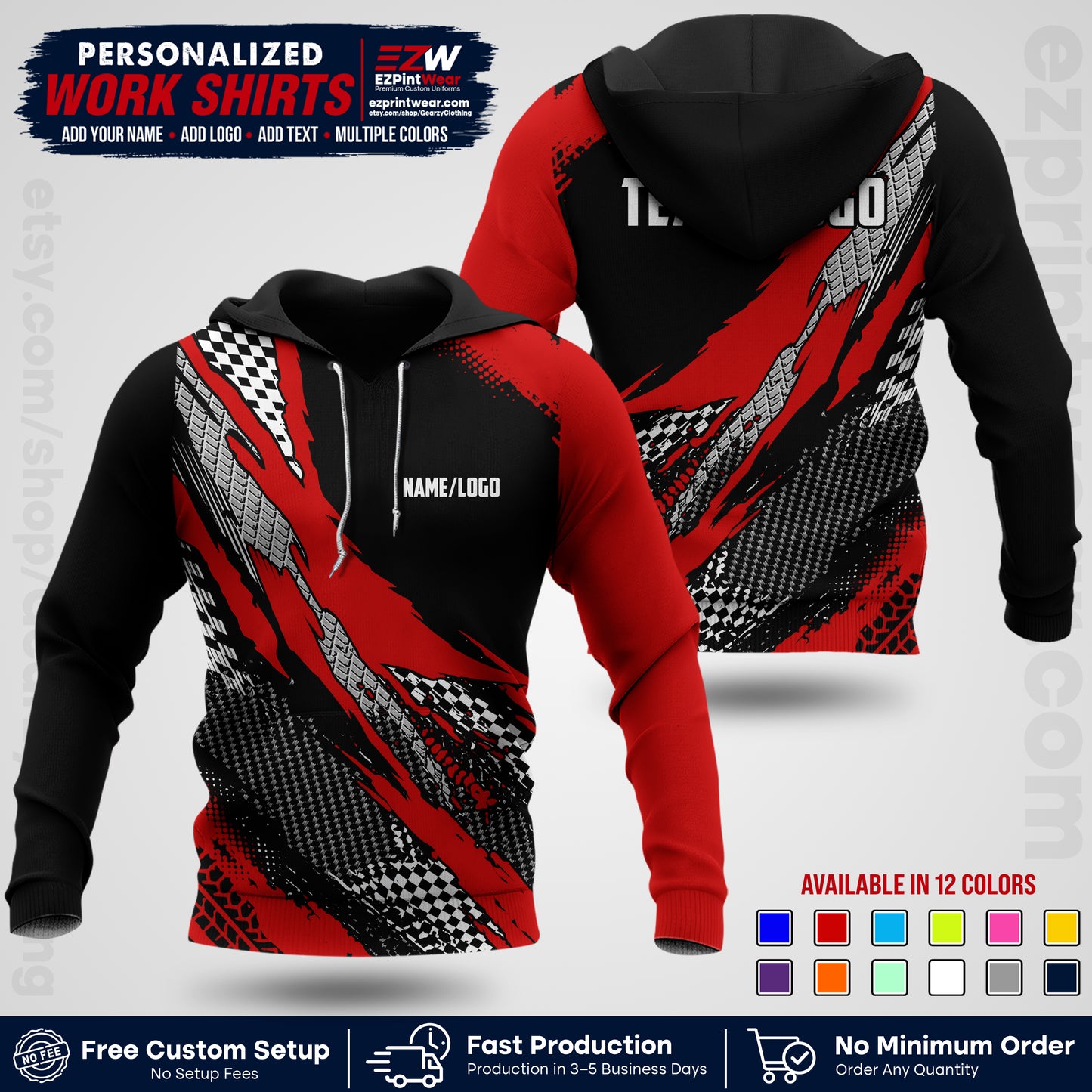 Custom Racing Shirt with Name, Logo & Text | Race Team Uniform | Crew Apparel RC05