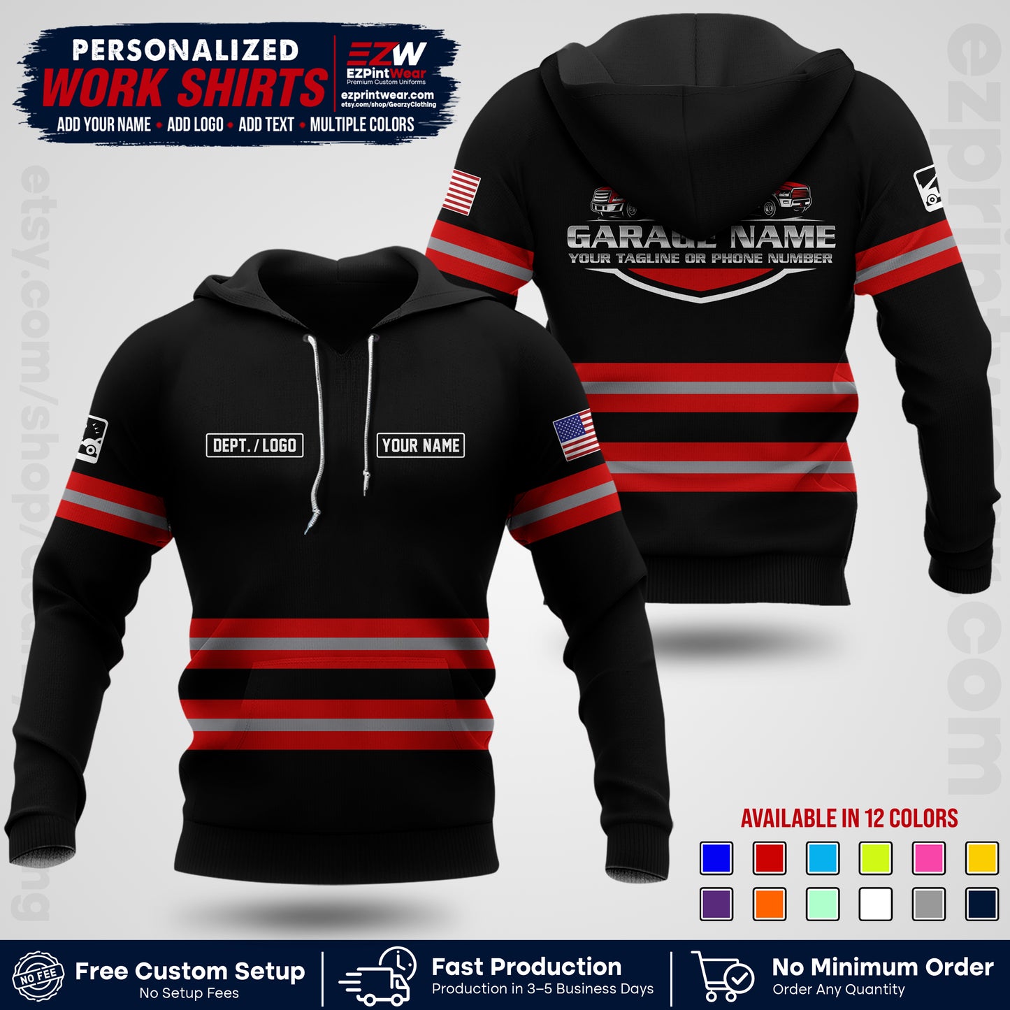 Custom Towing Workwear Uniform | Personalized Tow Truck Shirt | Non-Reflective Safety Stripe Apparel | Custom Towing Shirt | Tow Truck Apparel TW03