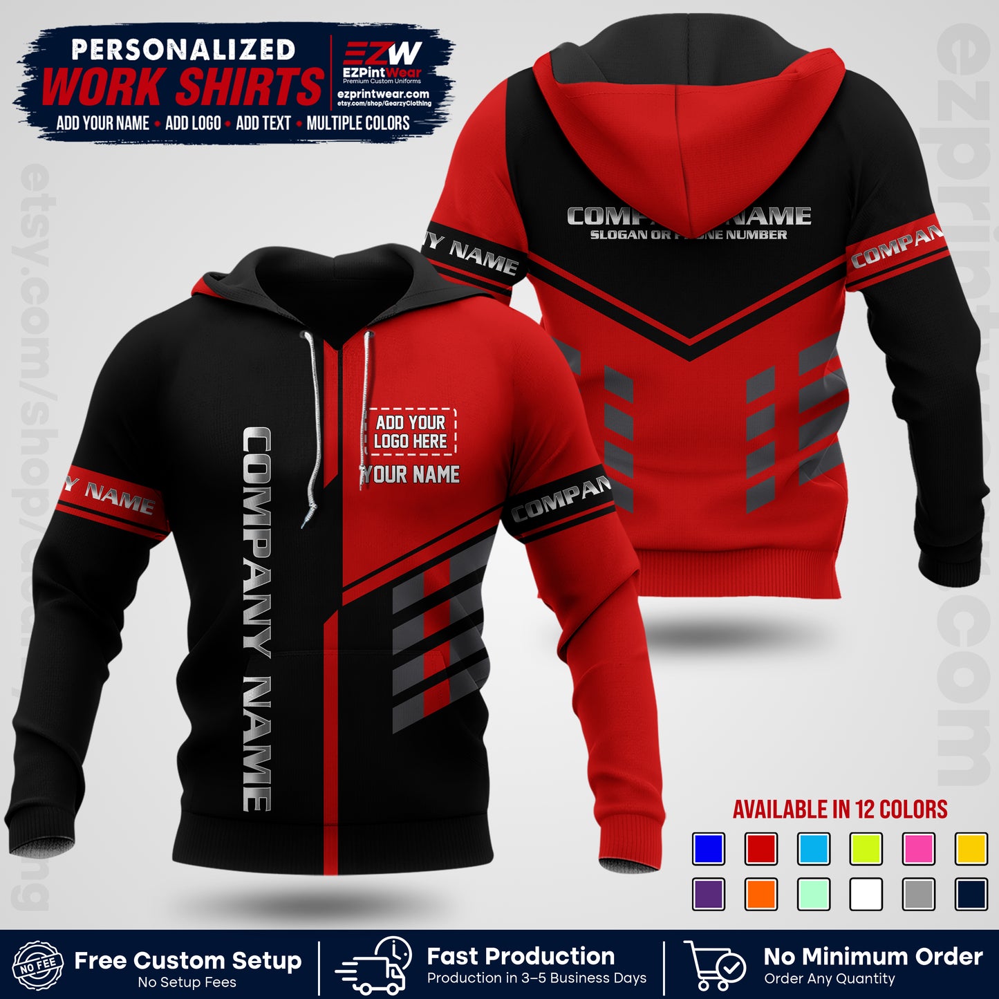 Custom All Over Print Work Uniform Shirt with Name, Logo & Text | Custom Hawaiian Shirt | Company Shirt | Employee Uniform UNF09