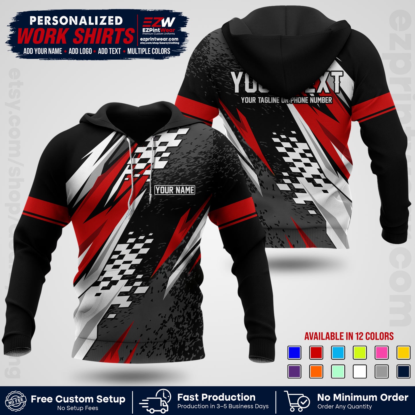 Custom Racing Shirt with Name, Logo & Text | Race Team Uniform | Crew Apparel RC03