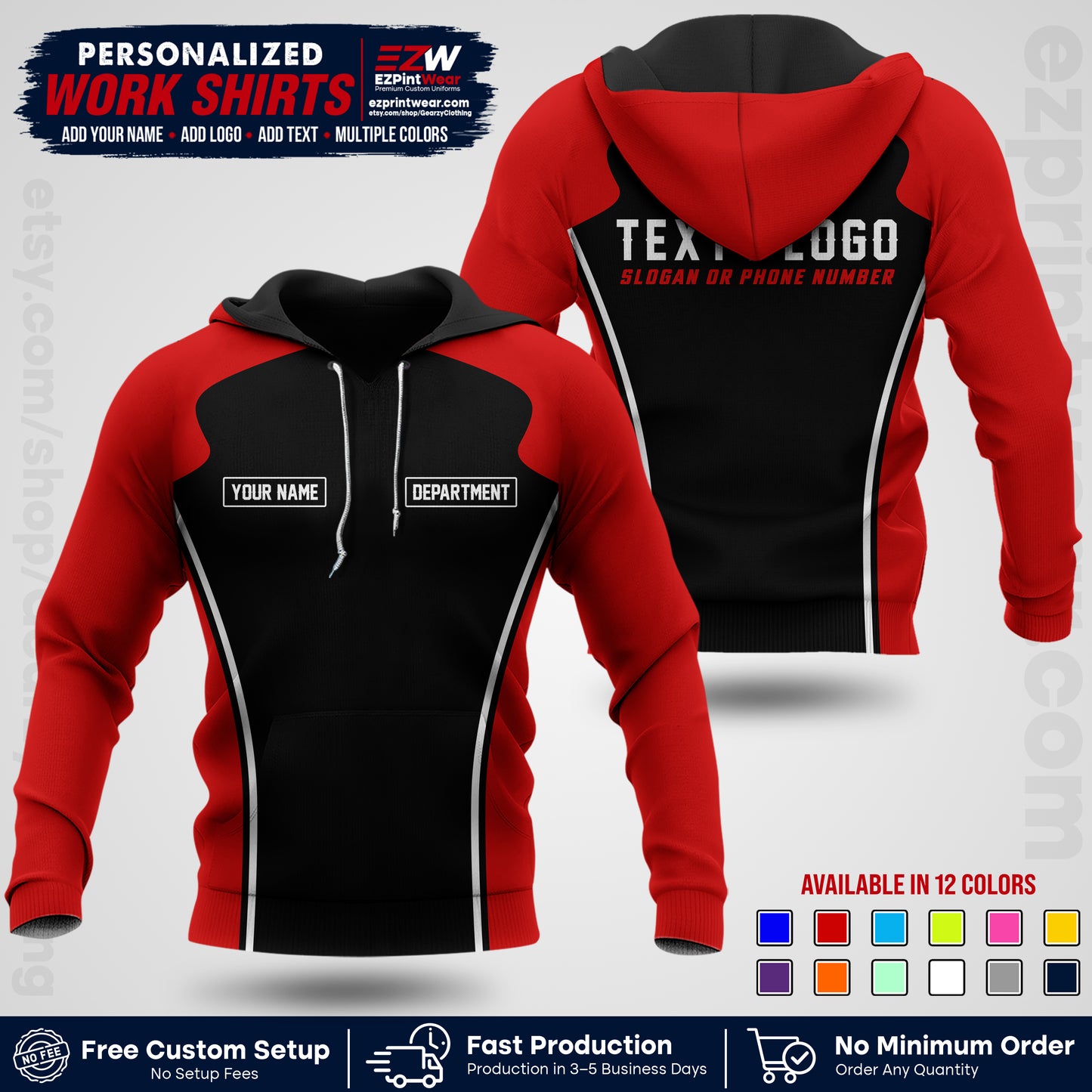 Custom All Over Print Work Uniform Shirt with Name, Logo & Text | Custom Hawaiian Shirt | Company Shirt | Employee Uniform UNF16