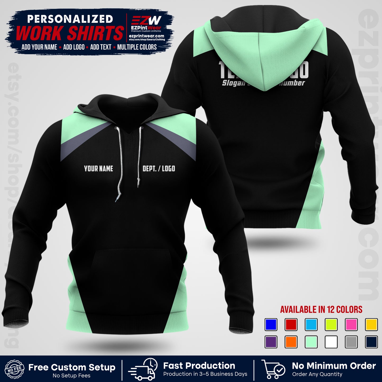 Custom All Over Print Work Uniform Shirt with Name, Logo & Text | Custom Hawaiian Shirt | Company Shirt | Employee Uniform UNF02